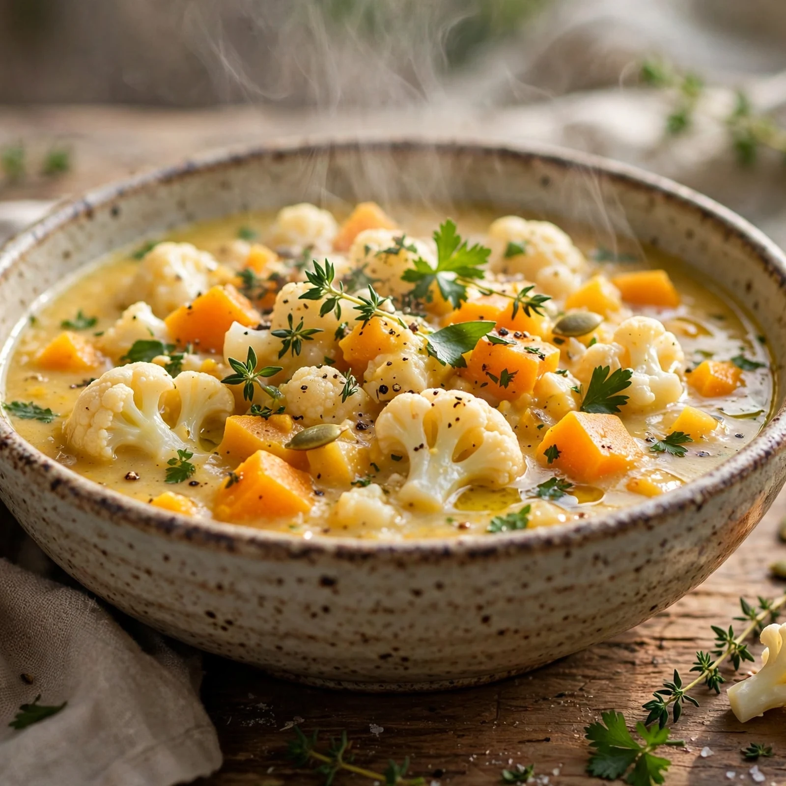 10 Anti-Inflammatory Butternut Squash Soup Recipes for Fall: 9. Extra Creamy Cauliflower Butternut Squash Soup