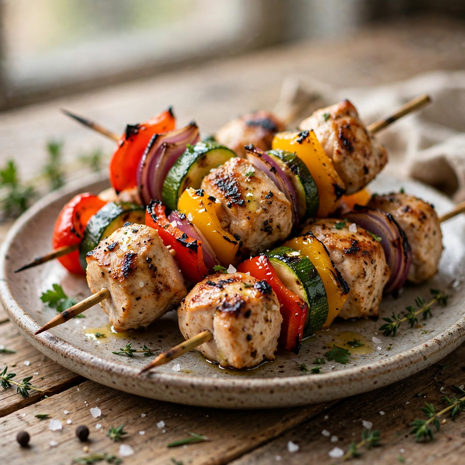 15 Best 21 Day Fix Summer Dinner Ideas (Easy & No Heavy Meals): 8. Grilled Chicken & Rainbow Veggie Skewers