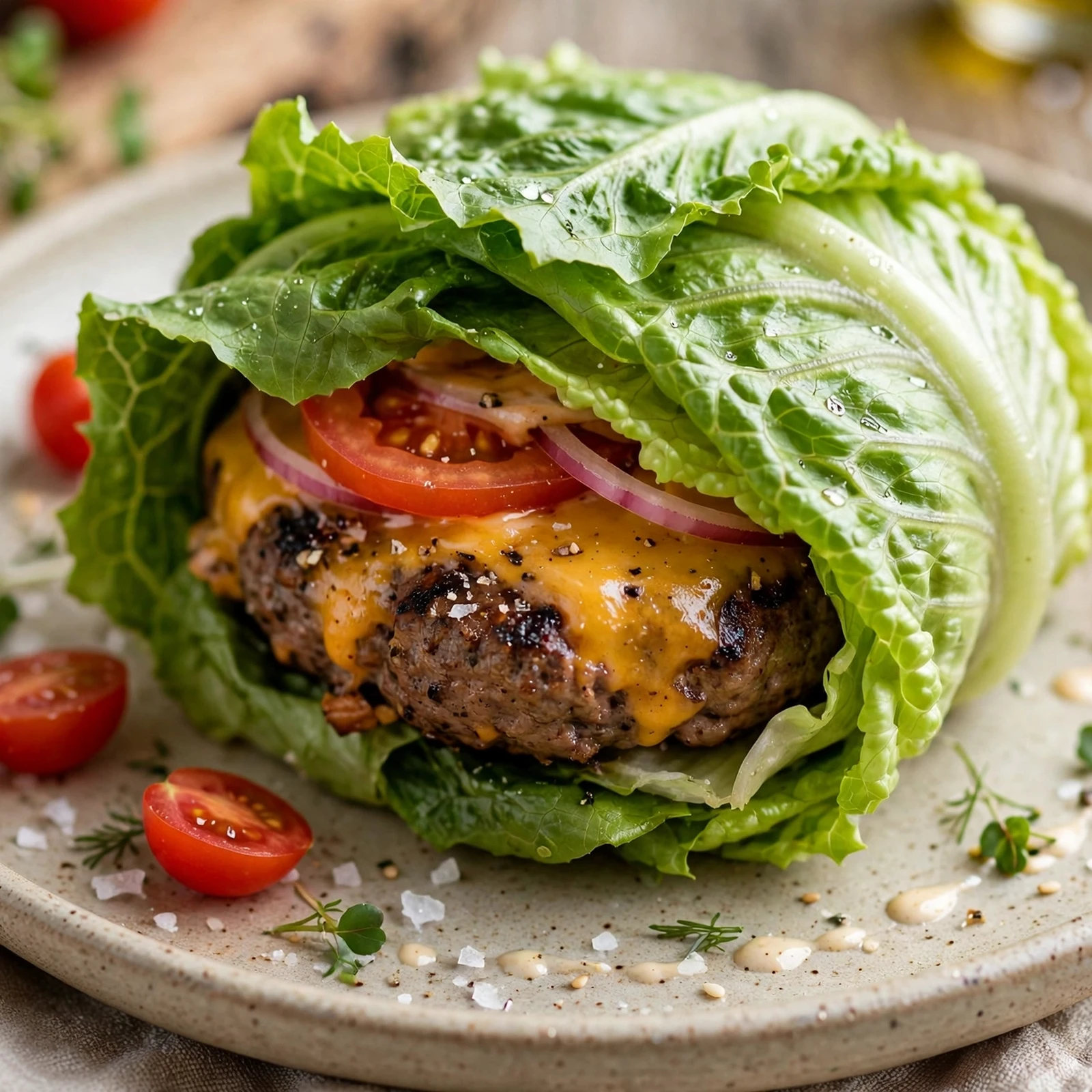 15 Juicy 21 Day Fix Burger Recipes for Your Next Cookout: 7. Lettuce-Wrapped Backyard Burger