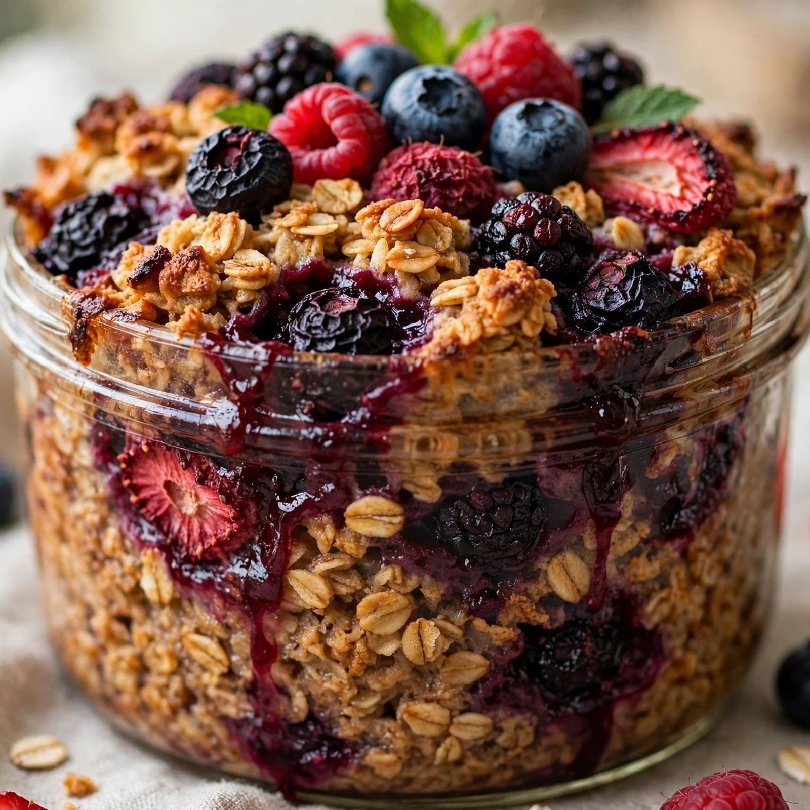 10 Make-Ahead 21 Day Fix Baked Oatmeal Jars for Busy Mornings: 7. Mixed Berry Baked Oatmeal Jar