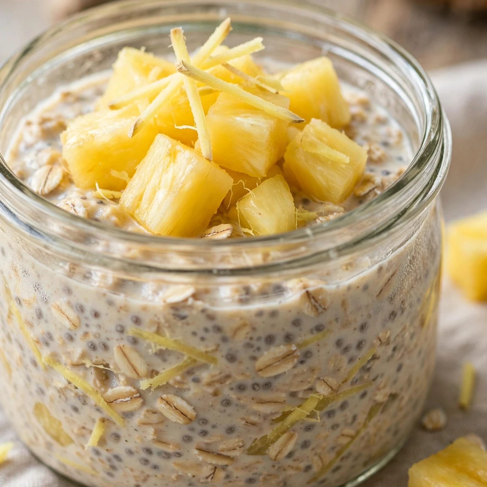 10 Anti-Inflammatory Overnight Oats for Hot Summer Mornings: 7. Pineapple Ginger Overnight Oats