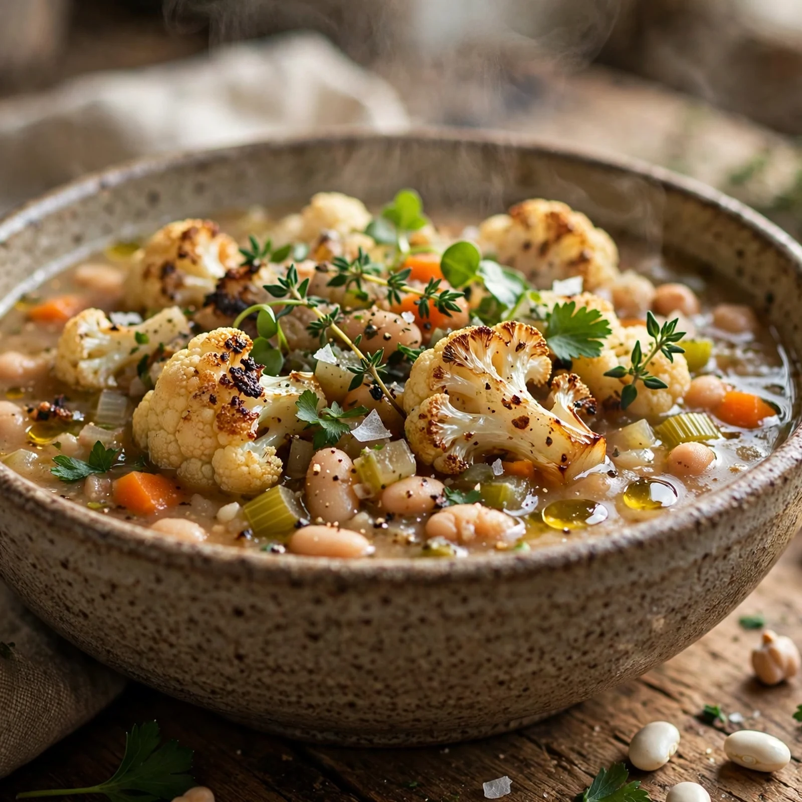 12 Gut-Healing Anti-Inflammatory Fall Meals for Immunity: 8. Roasted Cauliflower & White Bean Comfort Soup