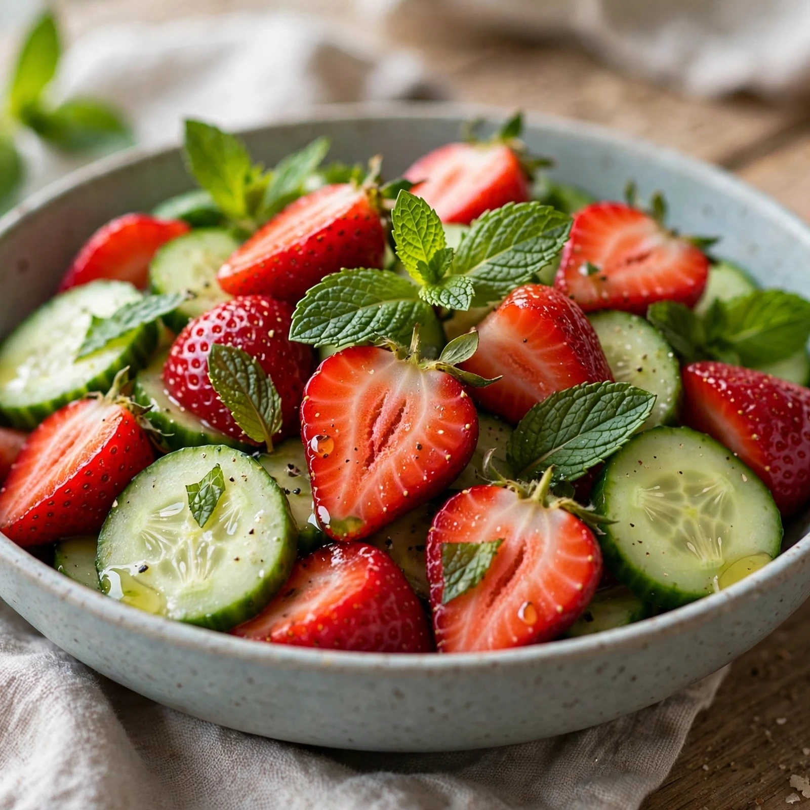 15 Anti-Inflammatory Summer Salads Recipes with Fresh Seasonal Produce: 9. Strawberry Cucumber Salad