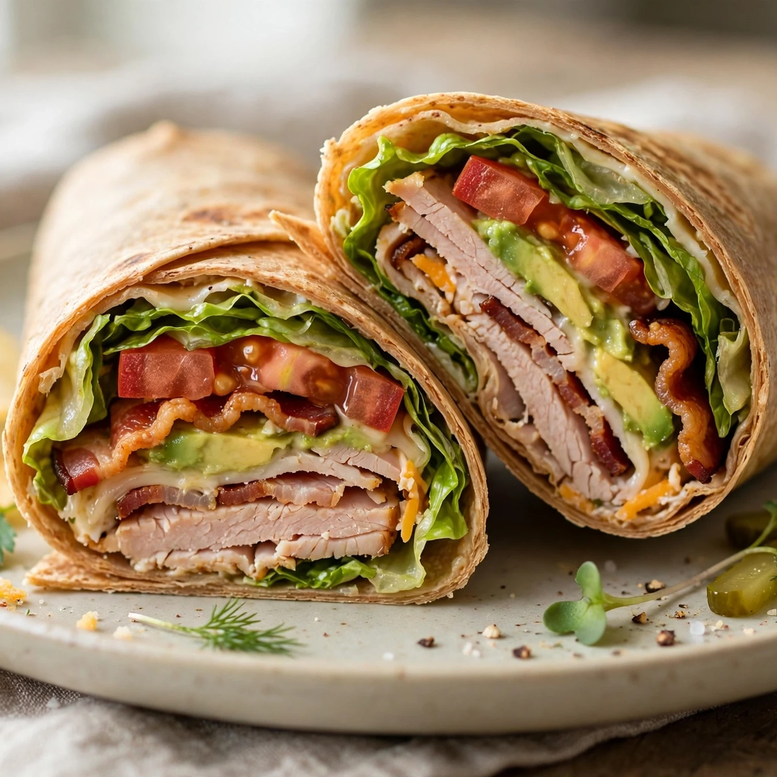 15 Quick 21 Day Fix Wrap Recipes for Lunch Meal Prep: 7. Turkey Club Lunch Wrap