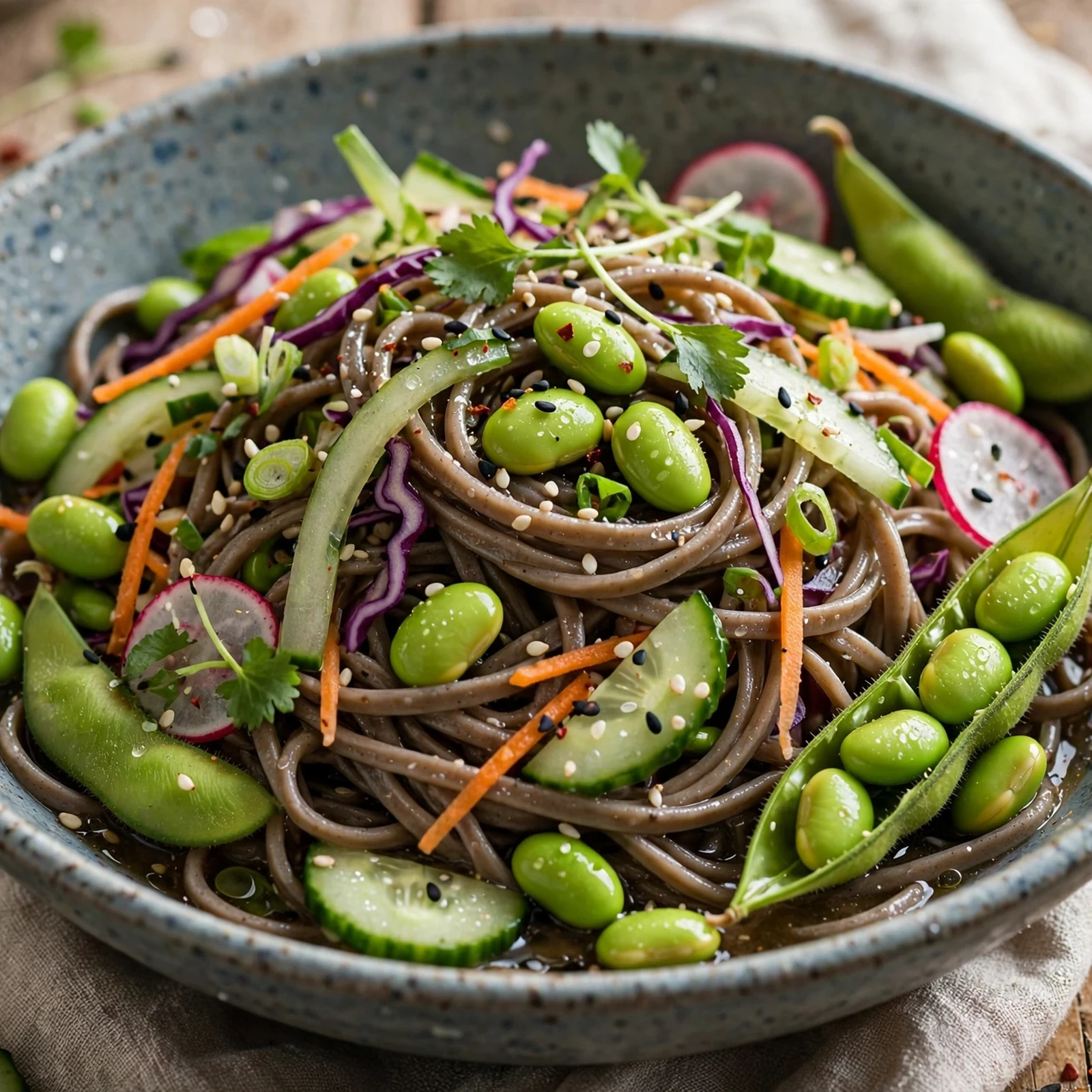 12 Vegan Anti-Inflammatory Summer Meals That Keep It Cool: 8. Chilled Edamame Soba Noodle Salad