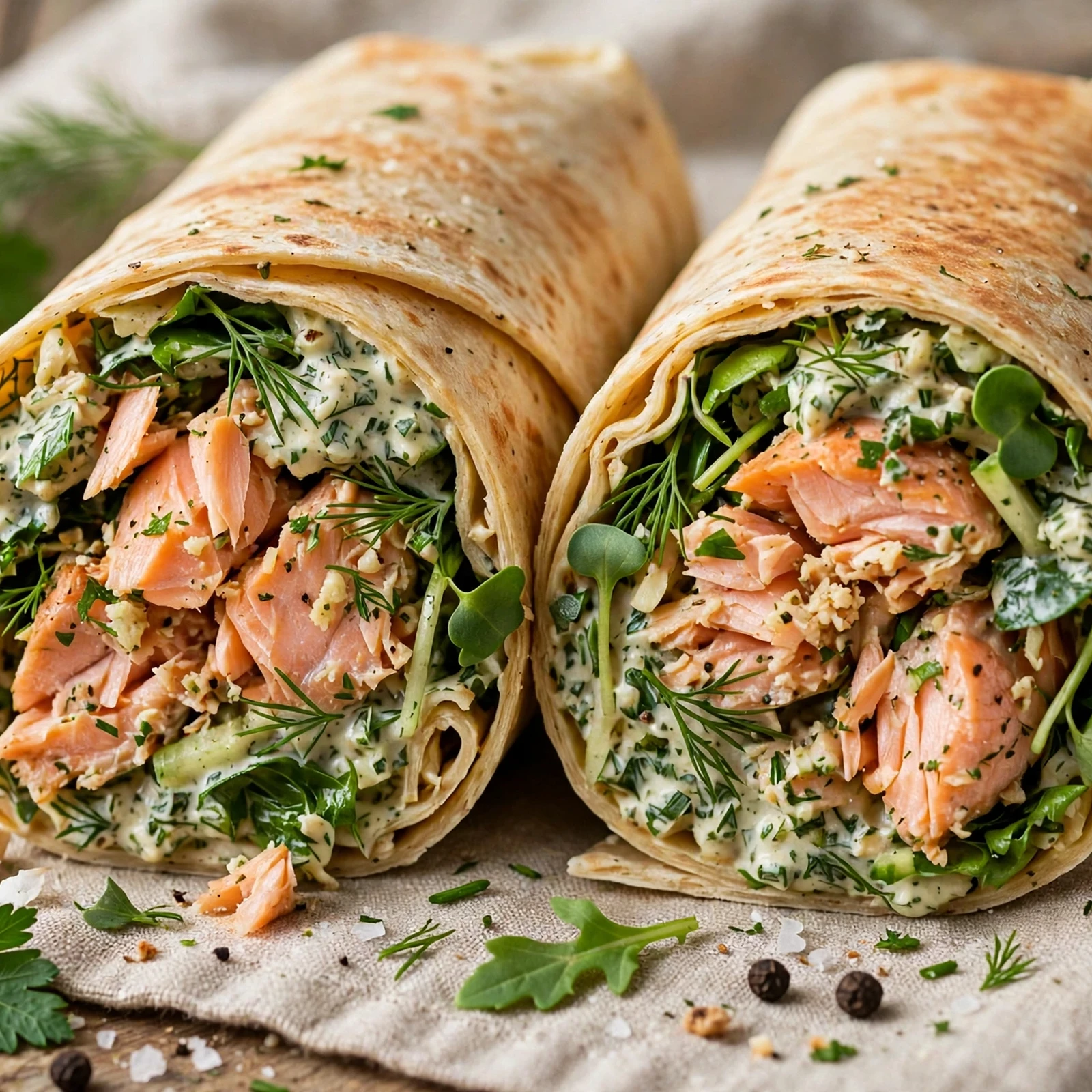 10 Anti-Inflammatory Summer Burgers and Wraps Packed With Fresh Flavor: 9. Garlic Herb Salmon Wrap