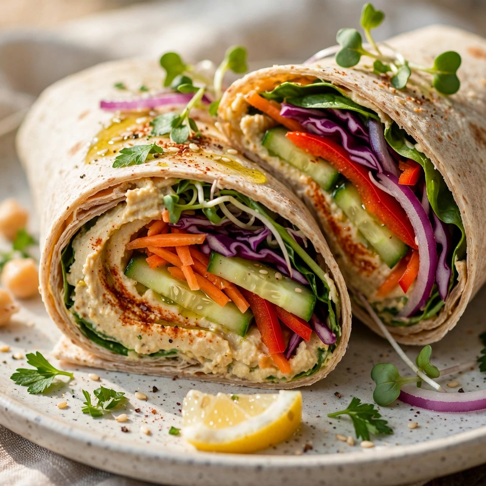 15 Quick 21 Day Fix Wrap Recipes for Lunch Meal Prep: 8. Hummus Veggie Wrap
