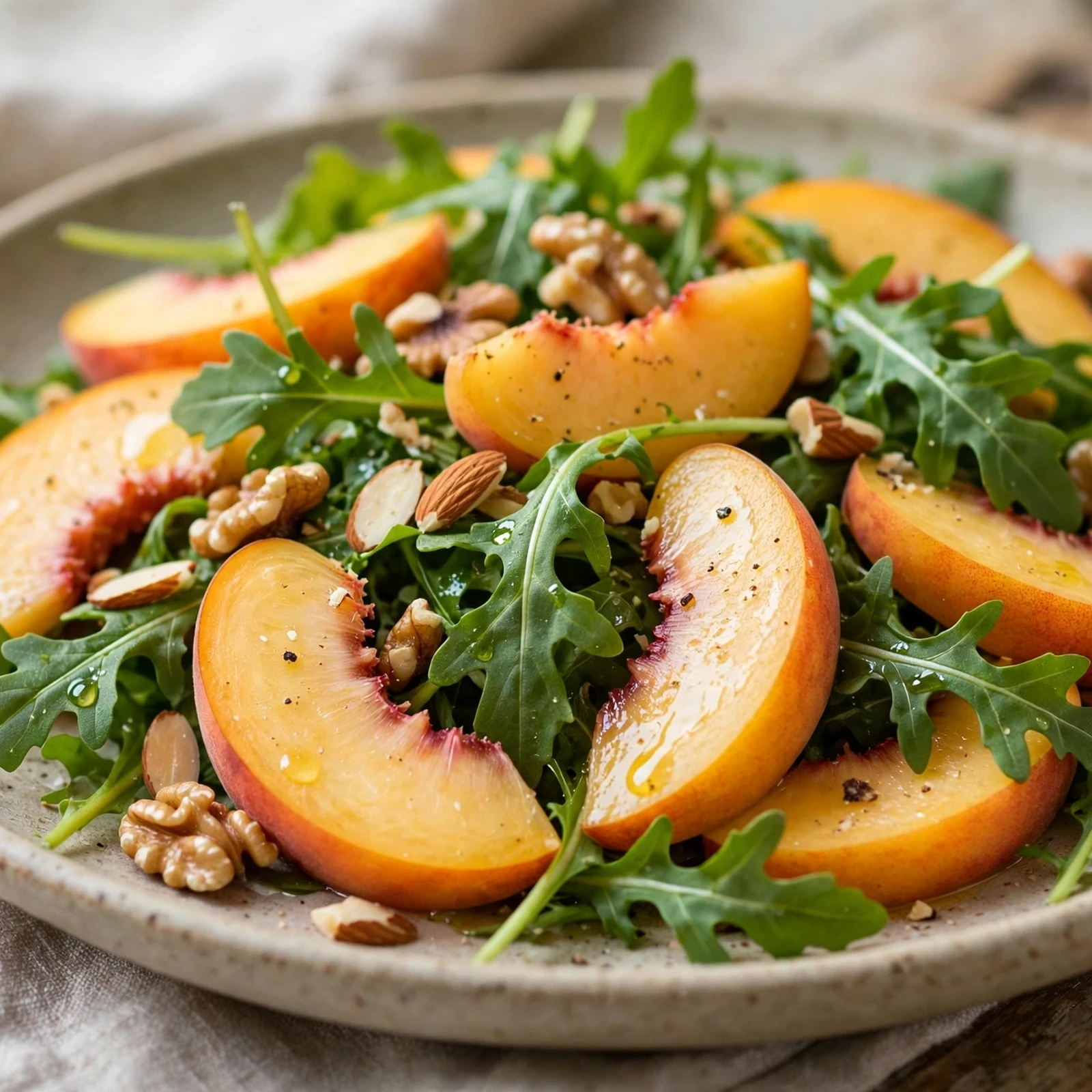 15 End-of-Summer Anti-Inflammatory Recipes to Soak In the Season: 9. Peach and Arugula Summer Salad