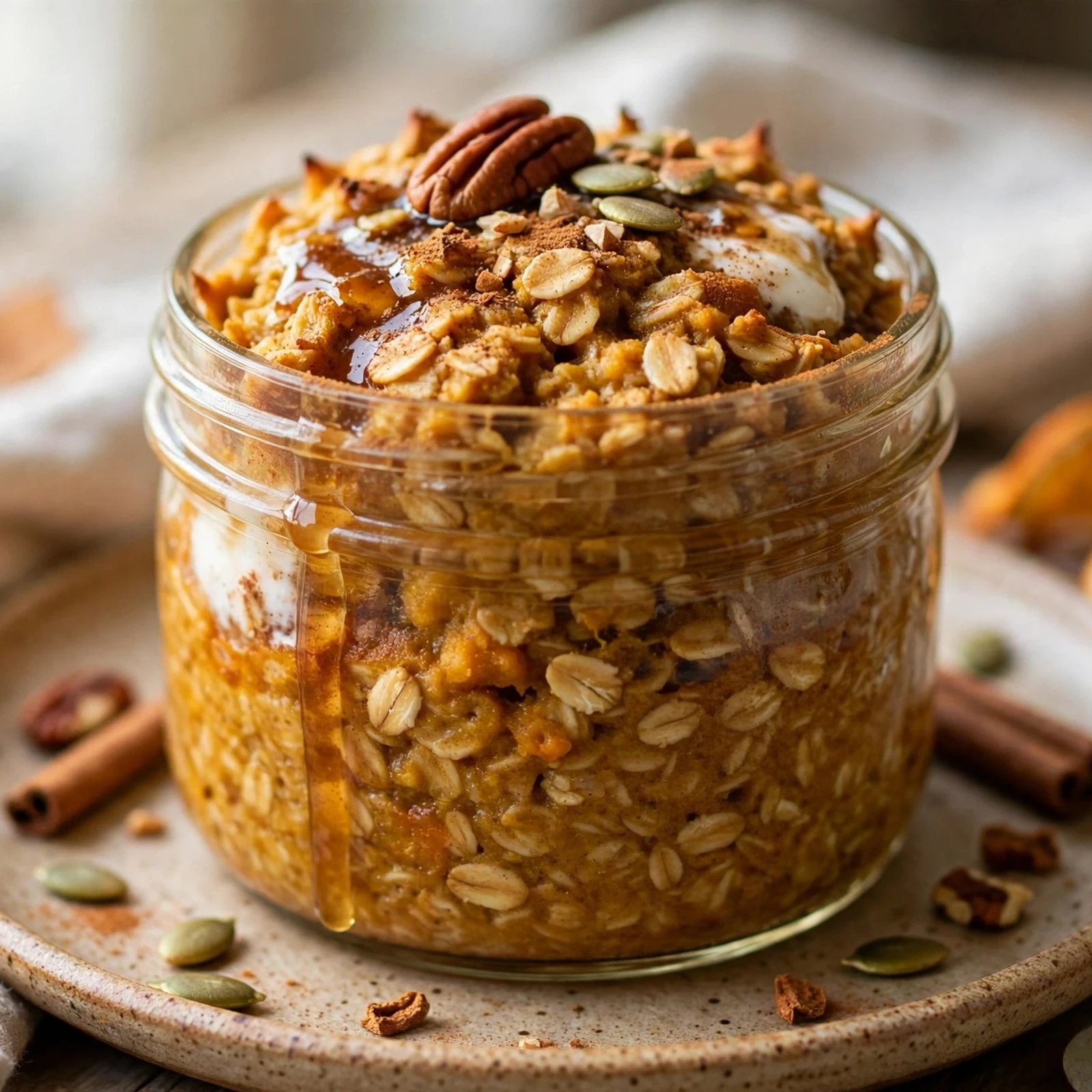 10 Make-Ahead 21 Day Fix Baked Oatmeal Jars for Busy Mornings: 8. Pumpkin Spice Baked Oatmeal Jar
