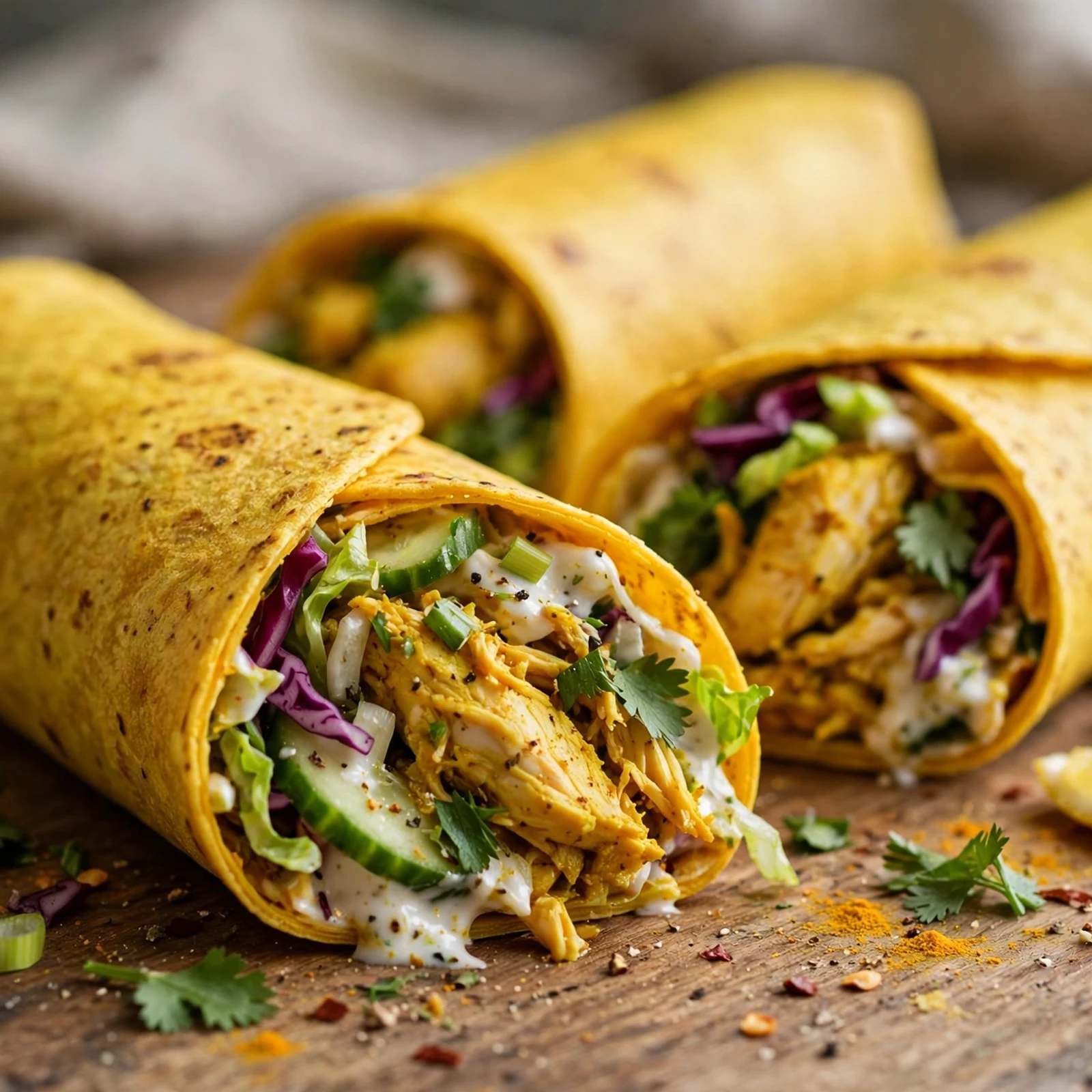 25 Refreshing Summer Anti-Inflammatory Recipes to Beat the Heat: 10. Turmeric Chicken Wraps