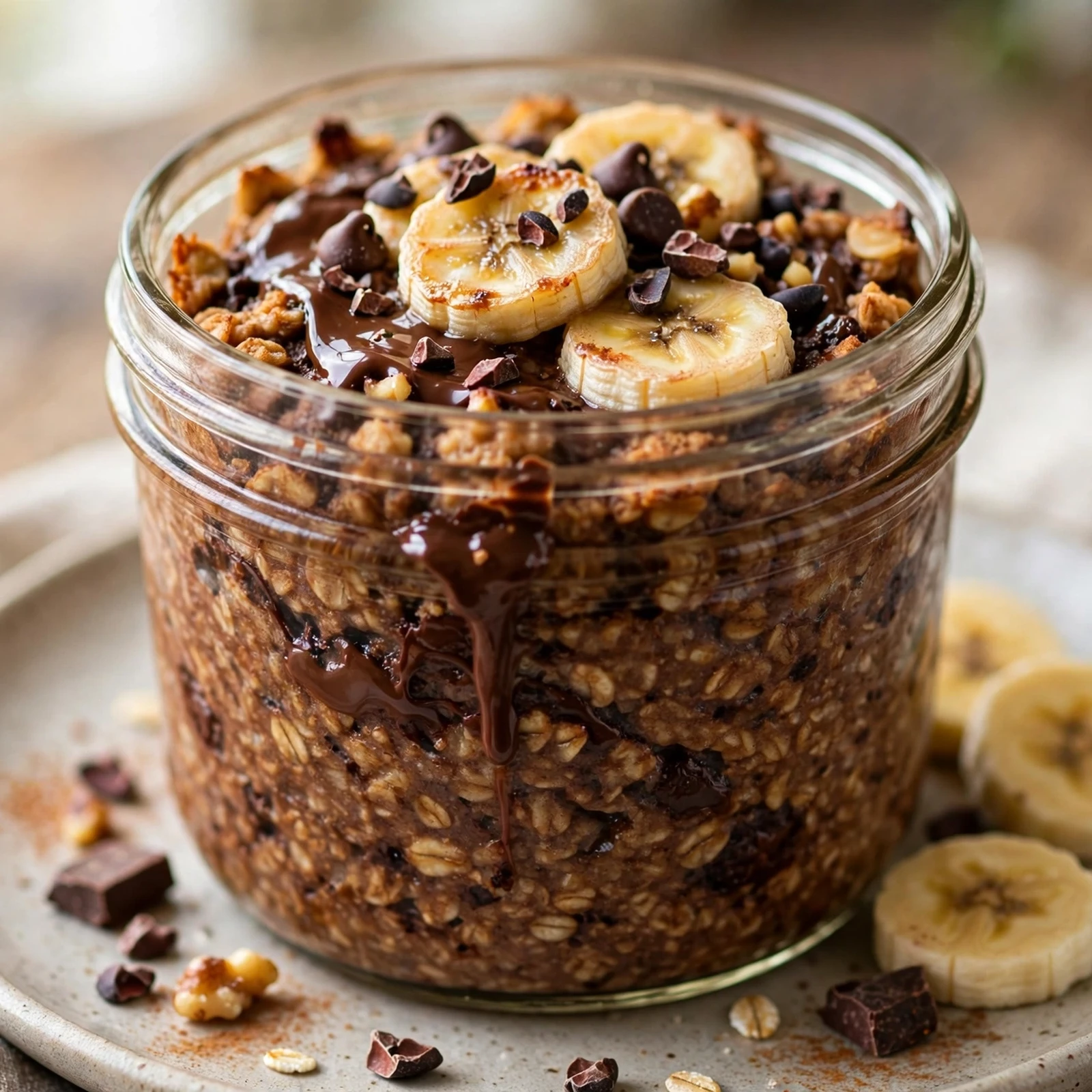 10 Make-Ahead 21 Day Fix Baked Oatmeal Jars for Busy Mornings: 9. Chocolate Banana Baked Oatmeal Jar