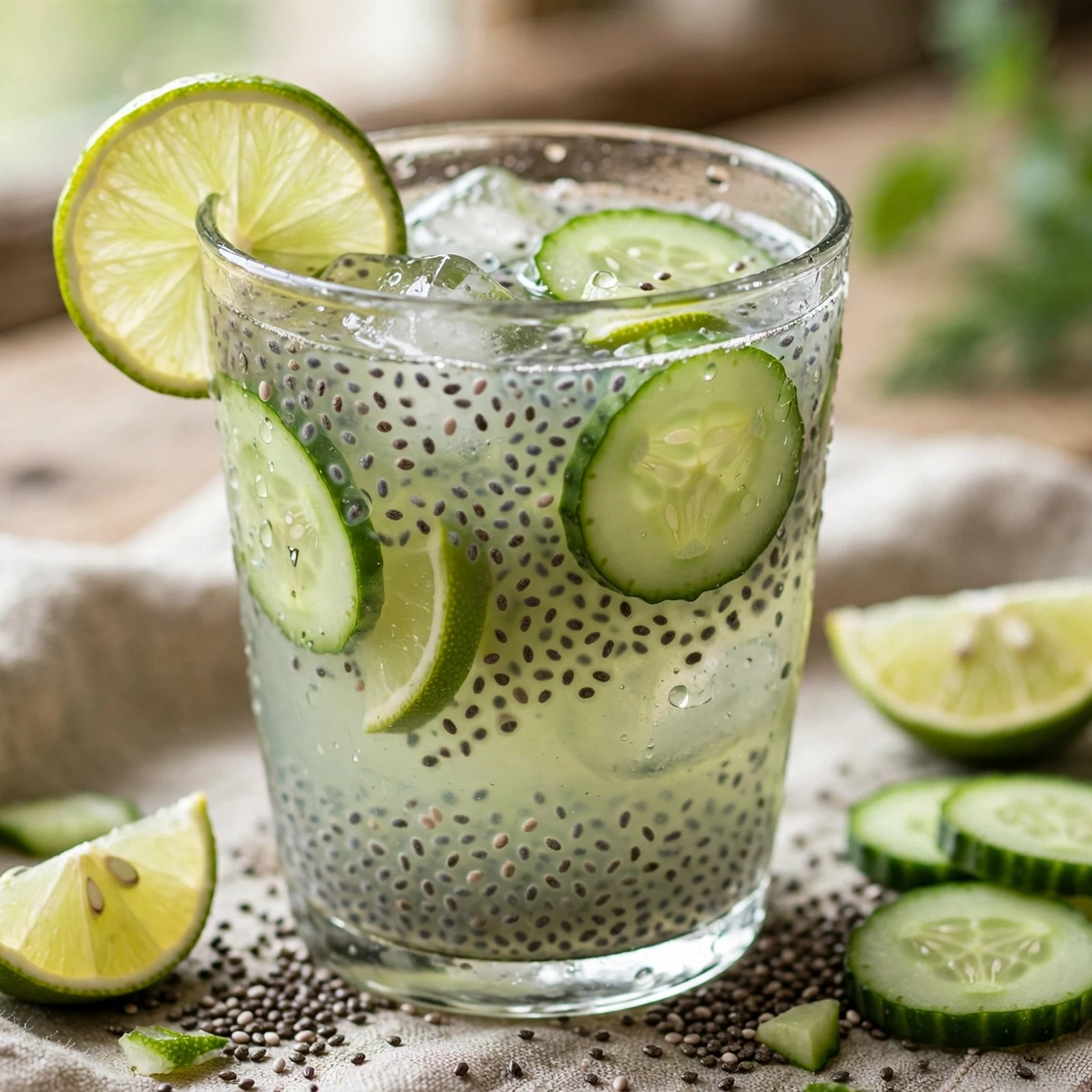20 Hydrating Summer Anti-Inflammatory Drinks And Smoothies: 11. Cucumber Lime Chia Drink