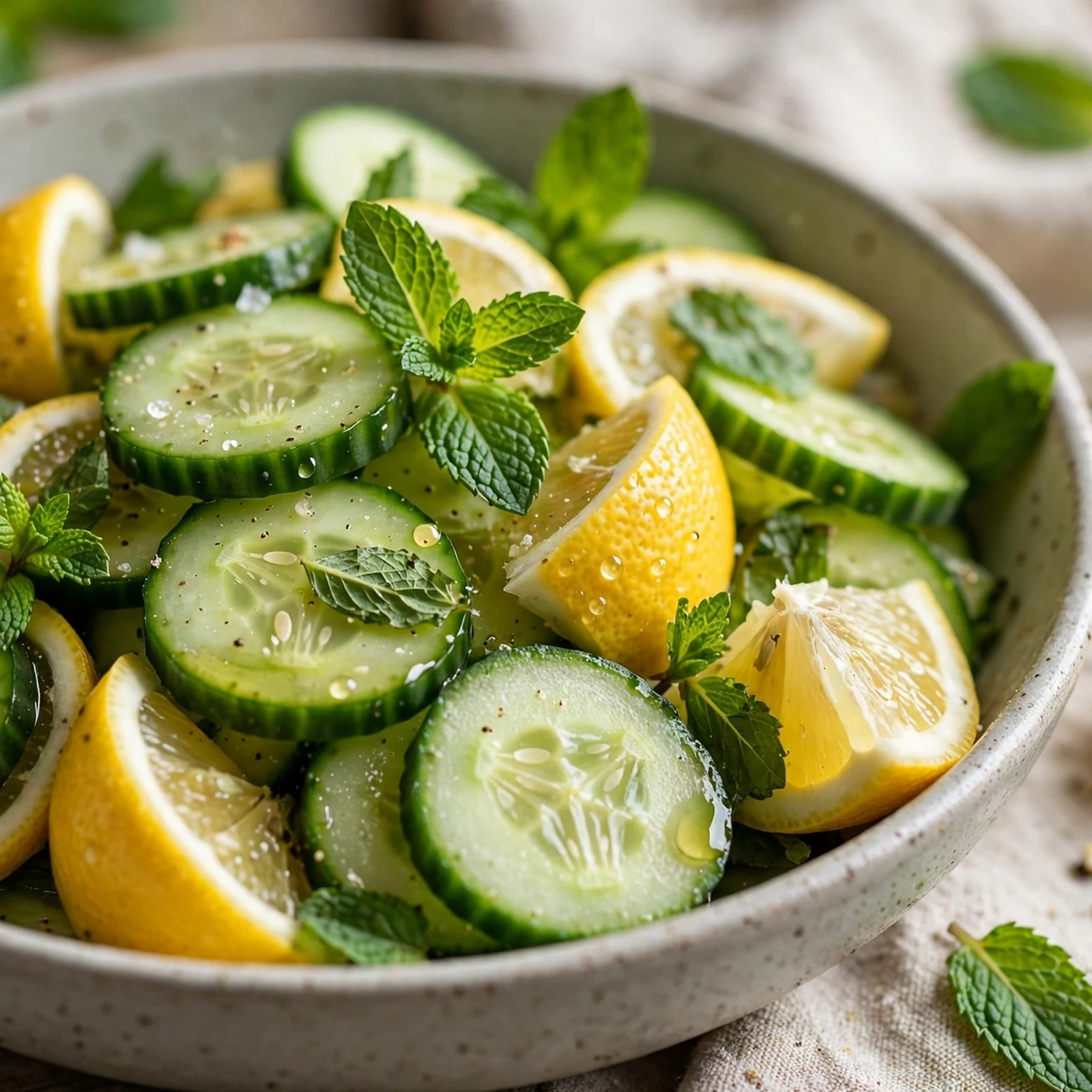 10 Anti-Inflammatory Cucumber And Mint Recipes for Summer: 4. Cucumber Mint Lemon Salad