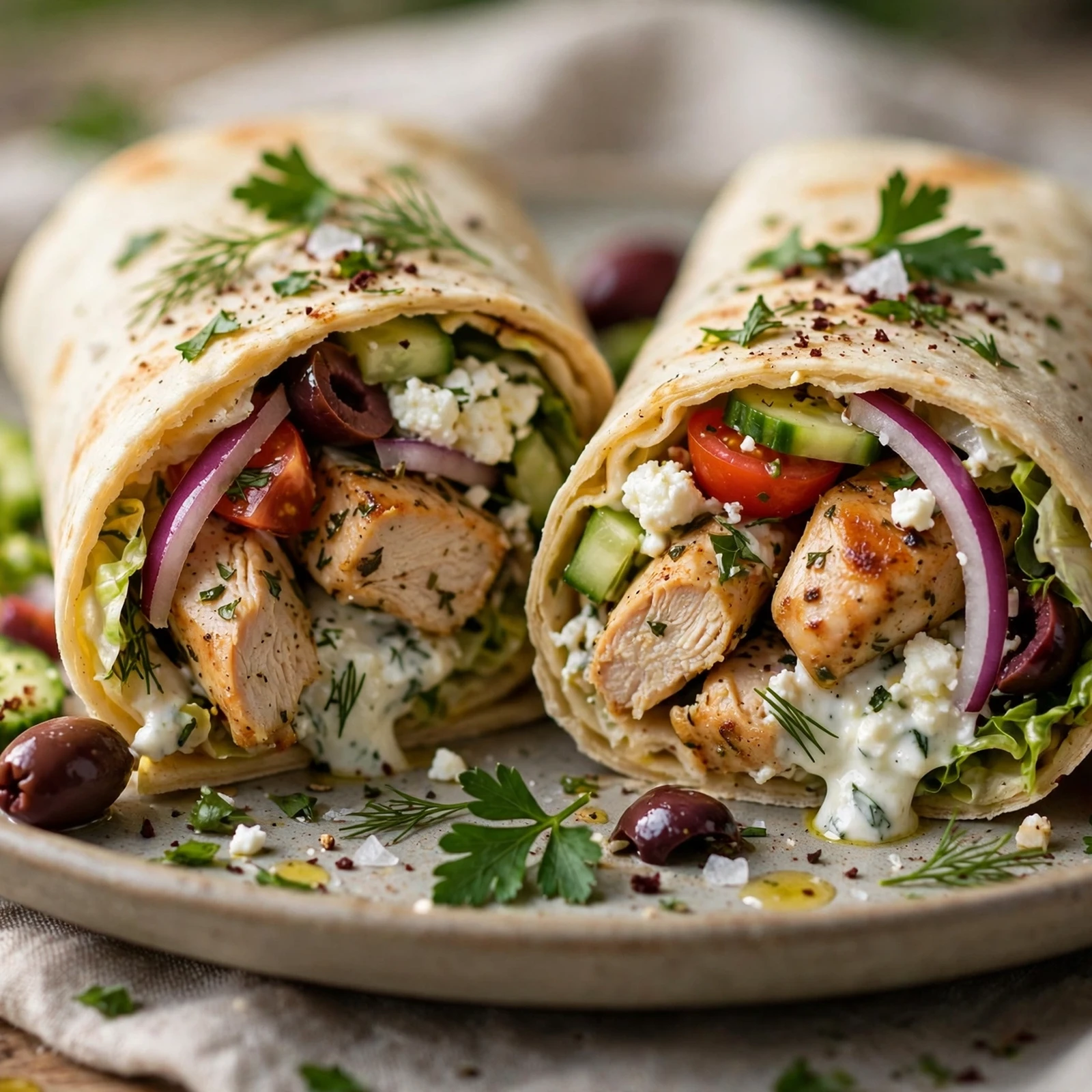 15 Quick 21 Day Fix Wrap Recipes for Lunch Meal Prep: 9. Mediterranean Chicken Wrap