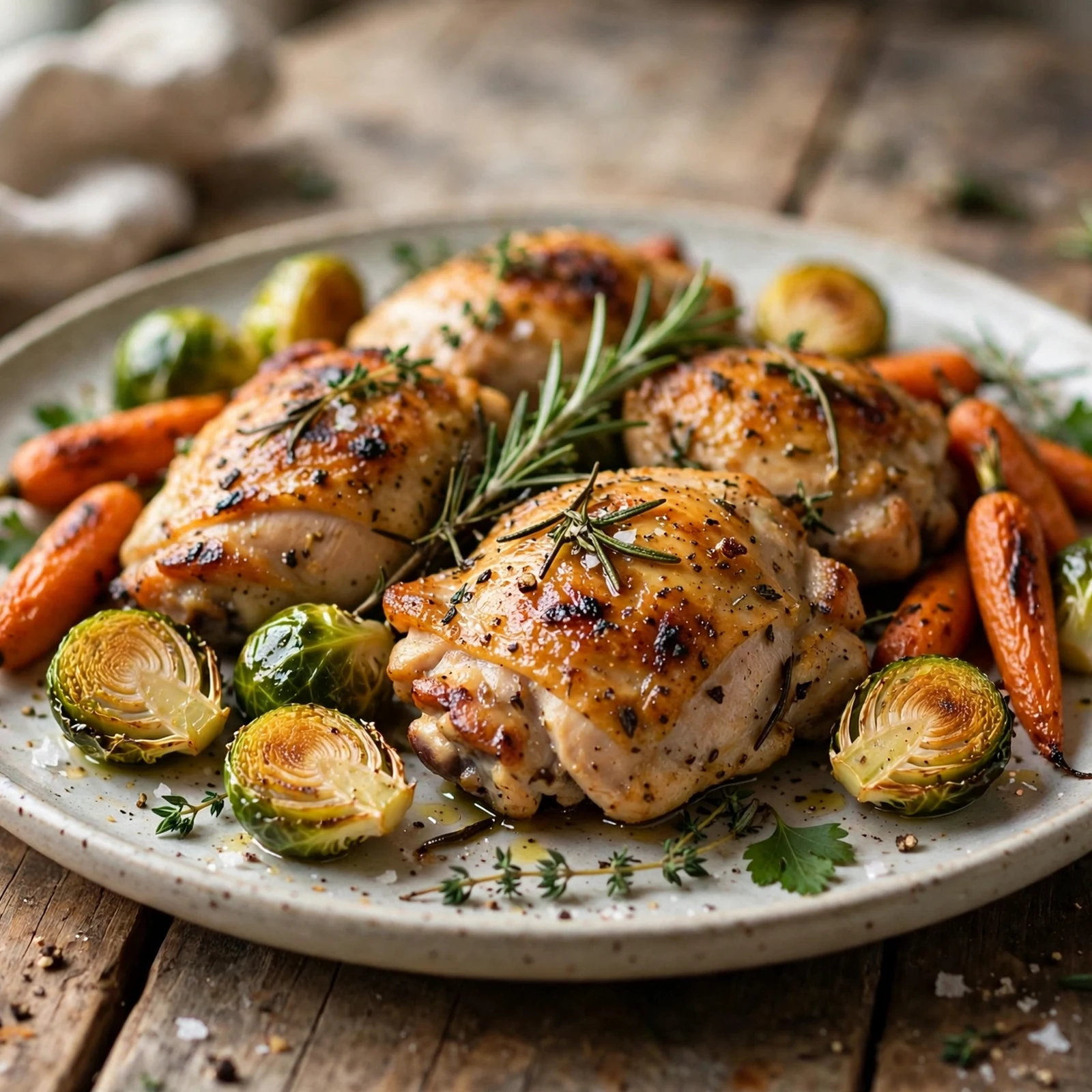 12 Gut-Healing Anti-Inflammatory Fall Meals for Immunity: 10. Rosemary Chicken with Brussels Sprouts & Roasted Carrots