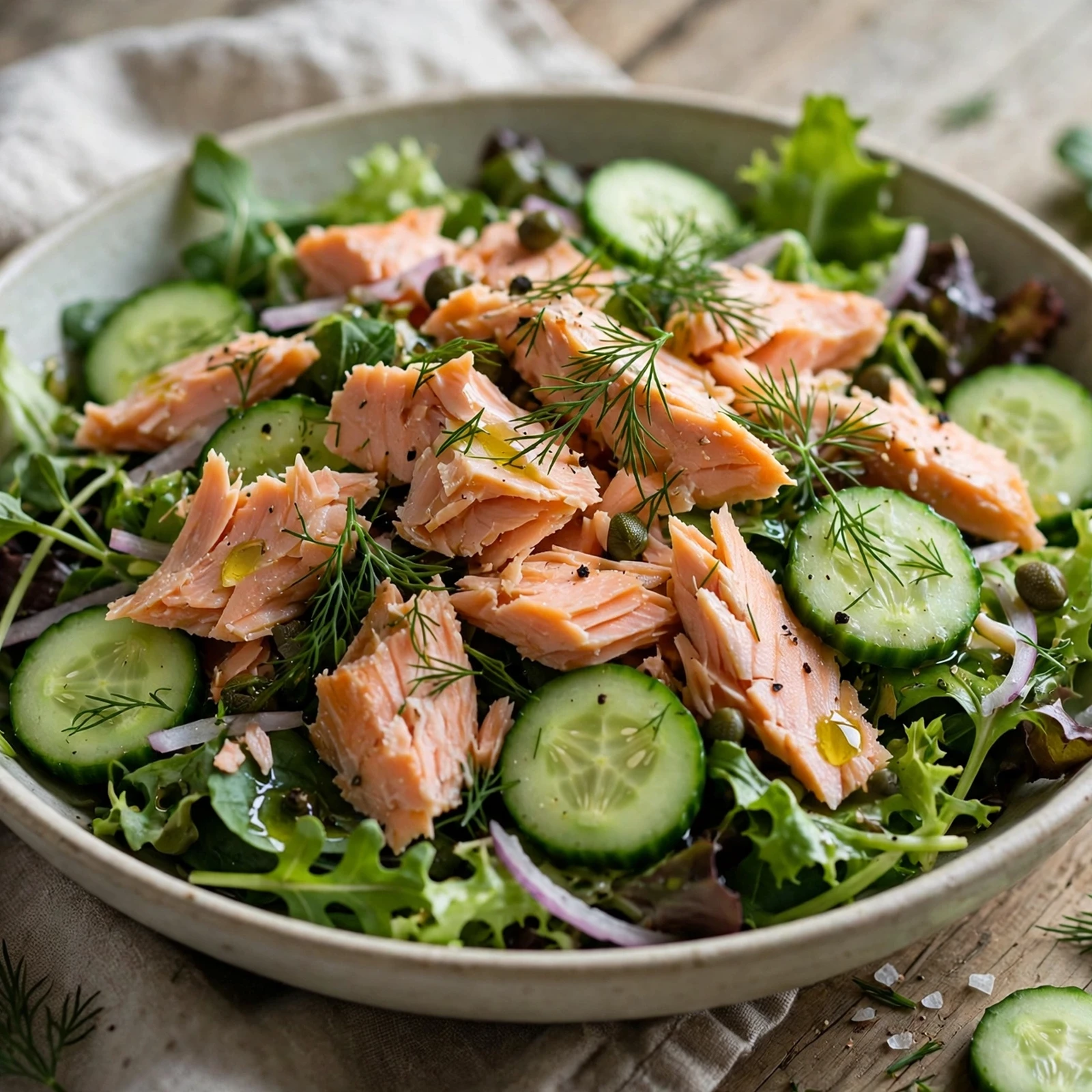 15 Anti-Inflammatory Summer Salads Recipes with Fresh Seasonal Produce: 11. Salmon Dill Salad