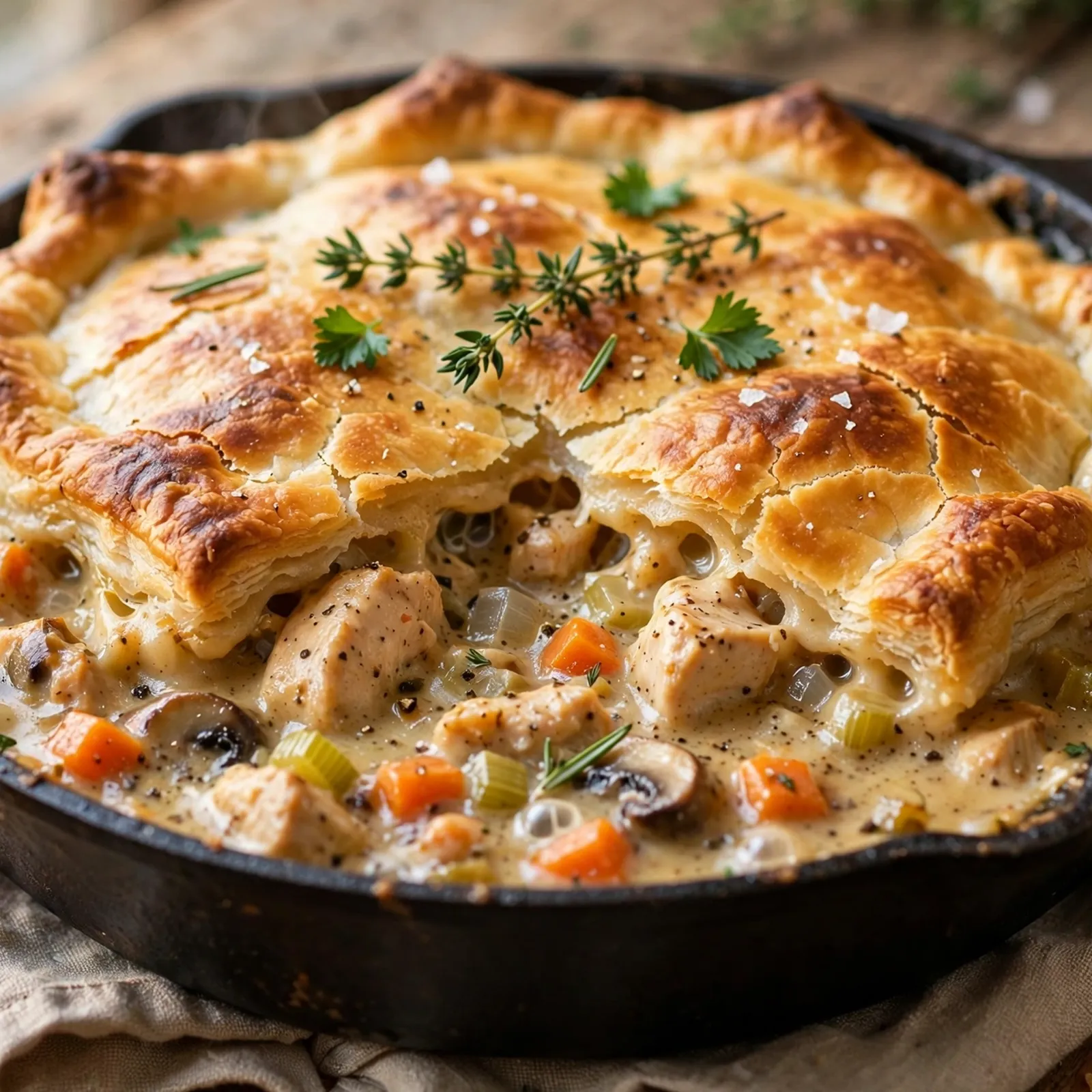 15 Cozy 21 Day Fix Chicken Pot Pie Recipes for Comfort Food Lovers: 9. Skillet Chicken Pot Pie
