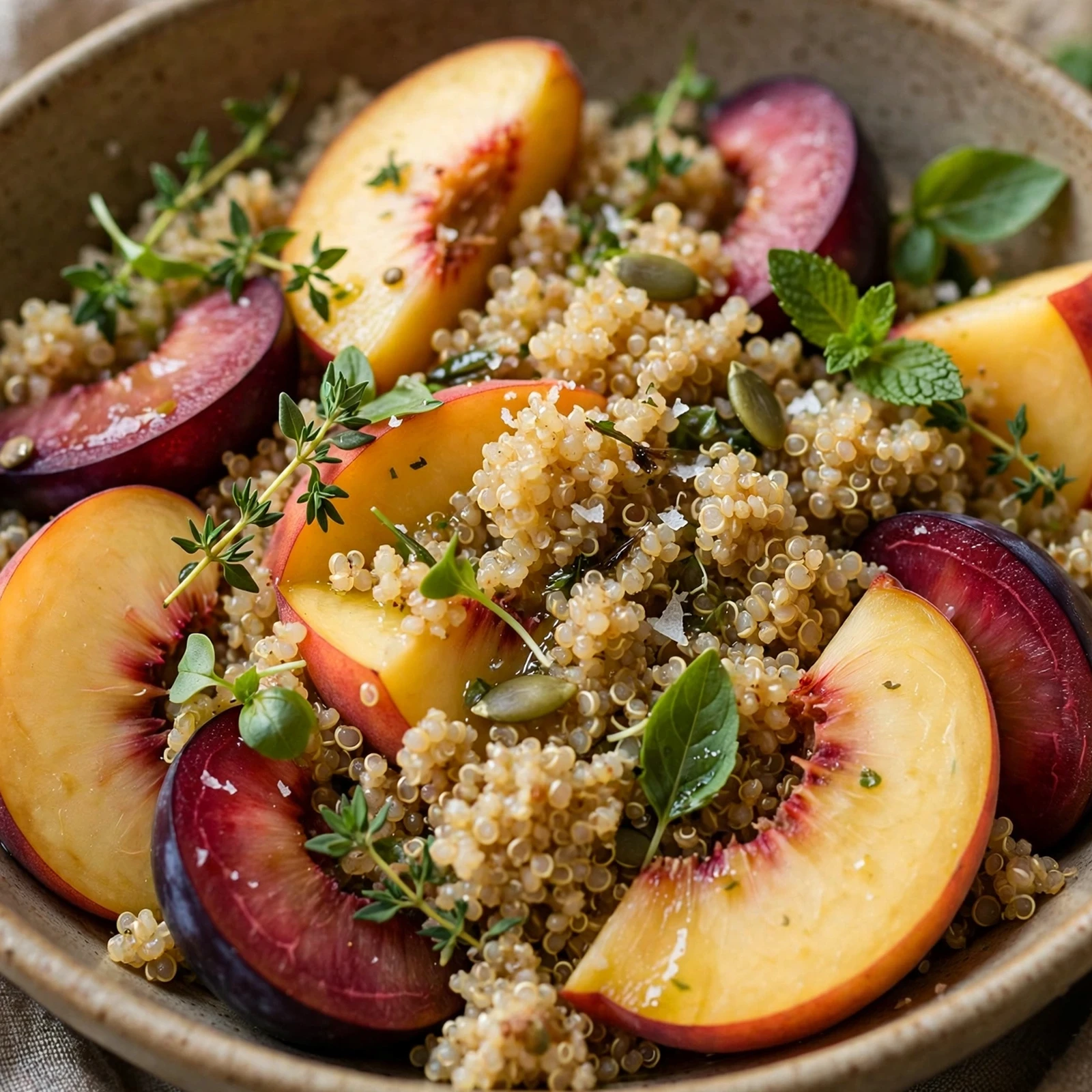 12 Anti-Inflammatory Peach And Plum Recipes for Late Summer: 10. Stone Fruit Quinoa Bowl