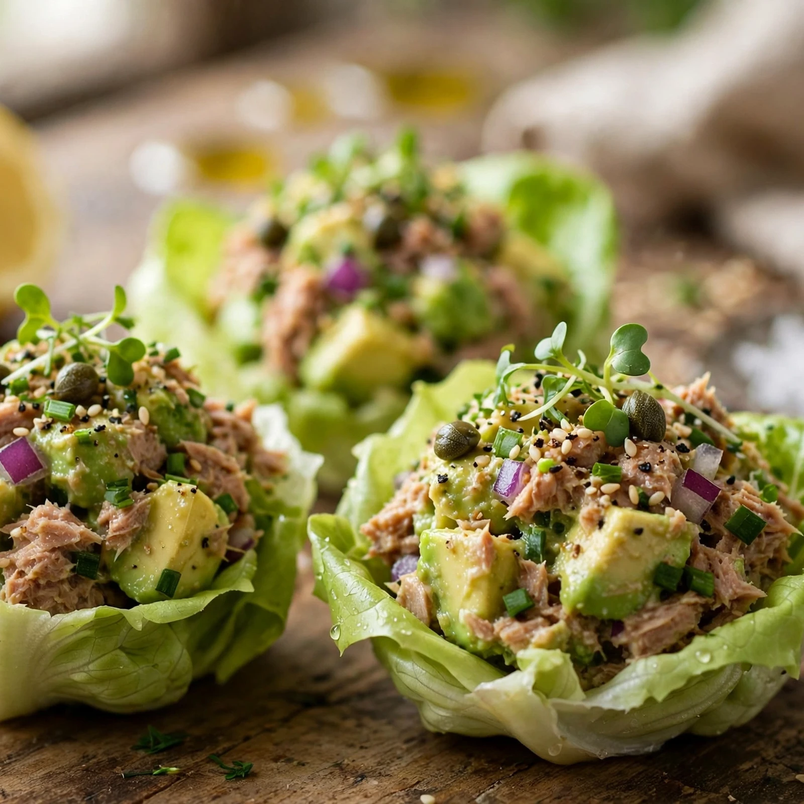 25 Refreshing Summer Anti-Inflammatory Recipes to Beat the Heat: 12. Avocado Tuna Lettuce Cups