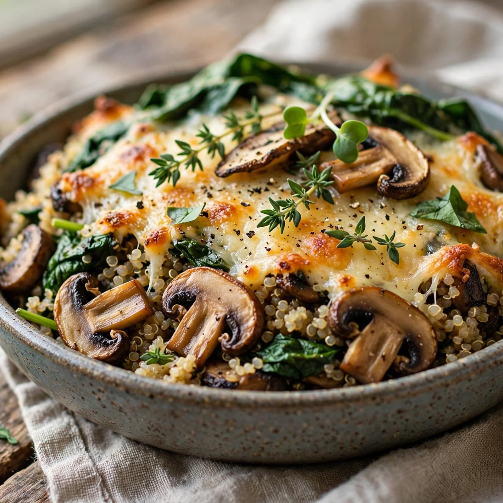 25 Cozy Fall Anti-Inflammatory Recipes to Warm Your Soul: 11. Mushroom & Spinach Quinoa Bake