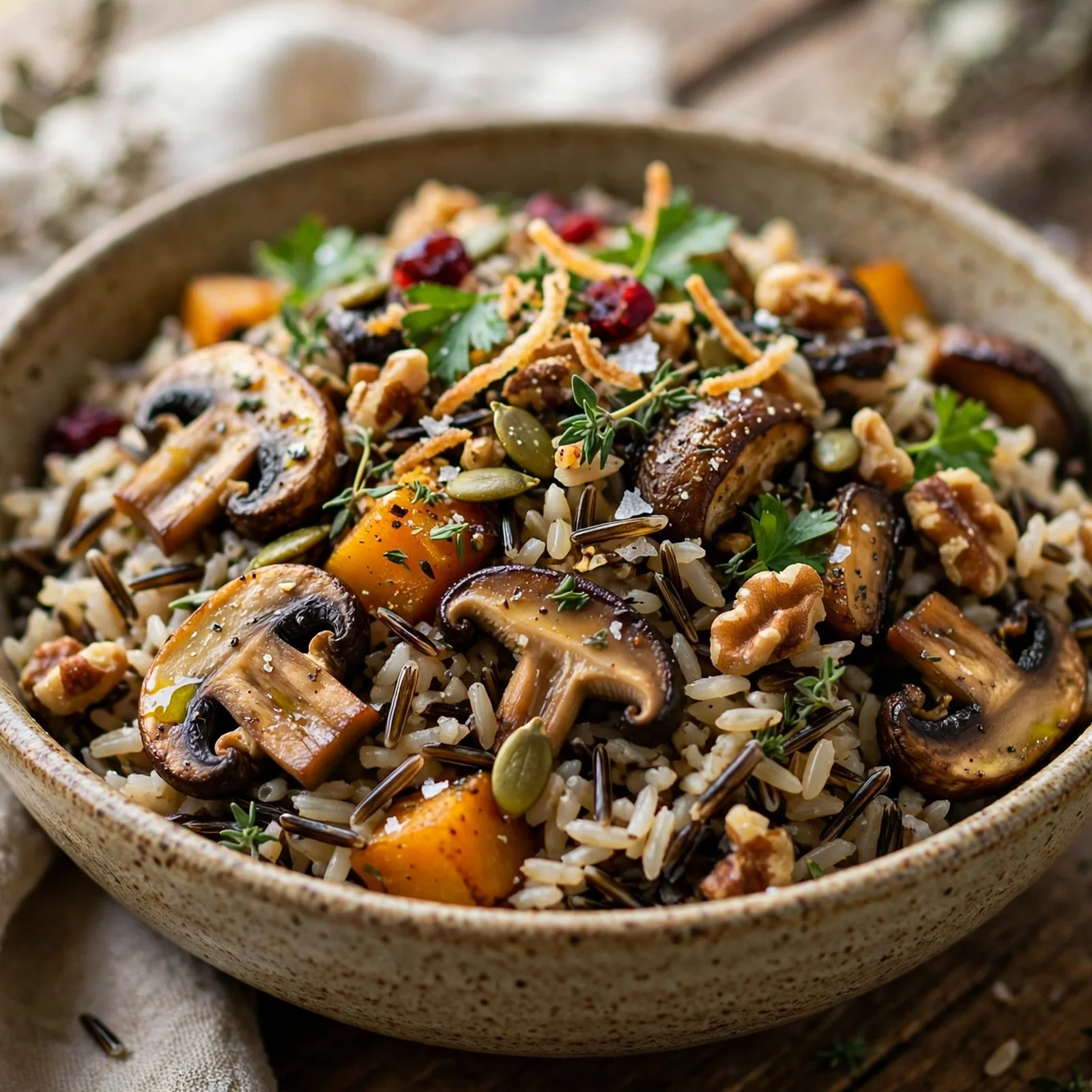 20 Fall Anti-Inflammatory Harvest Bowls with Root Vegetables: 11. Mushroom & Wild Rice Harvest Bowl