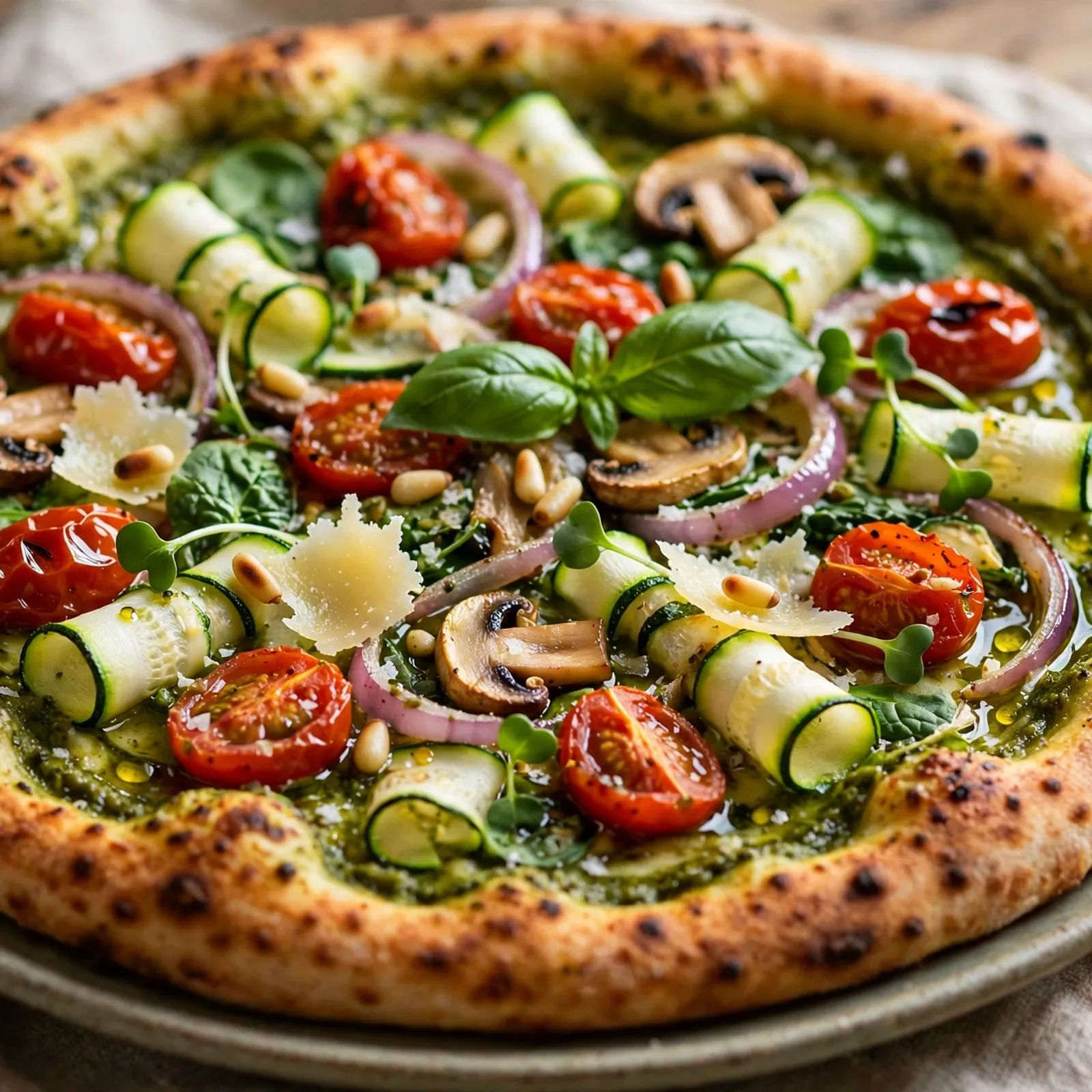 20 Easy 21 Day Fix Pizza Recipes You’ll Actually Crave: 11. Pesto Veggie Pizza