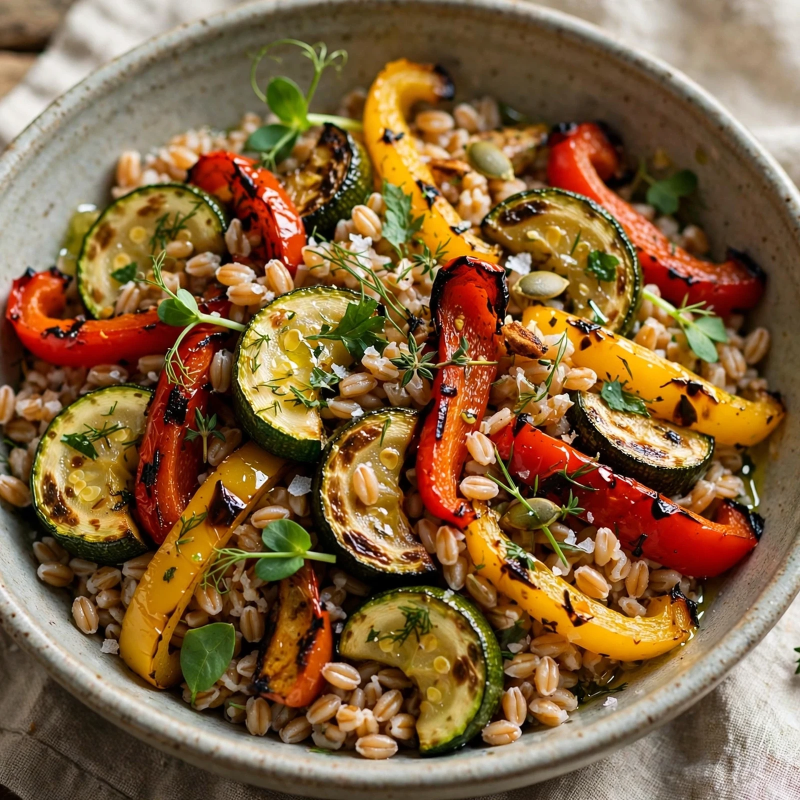 15 Anti-Inflammatory Summer Bowls with Grains, Veggies & Protein: 12. Roasted Veggie Farro Bowl