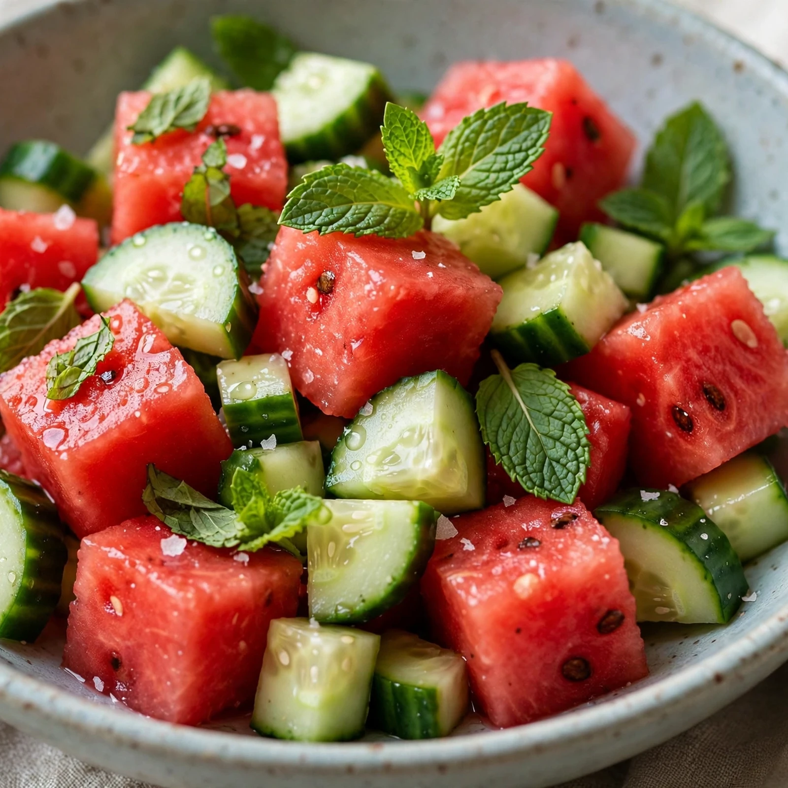 10 Anti-Inflammatory Cucumber And Mint Recipes for Summer: 5. Watermelon Cucumber Mint Summer Salad