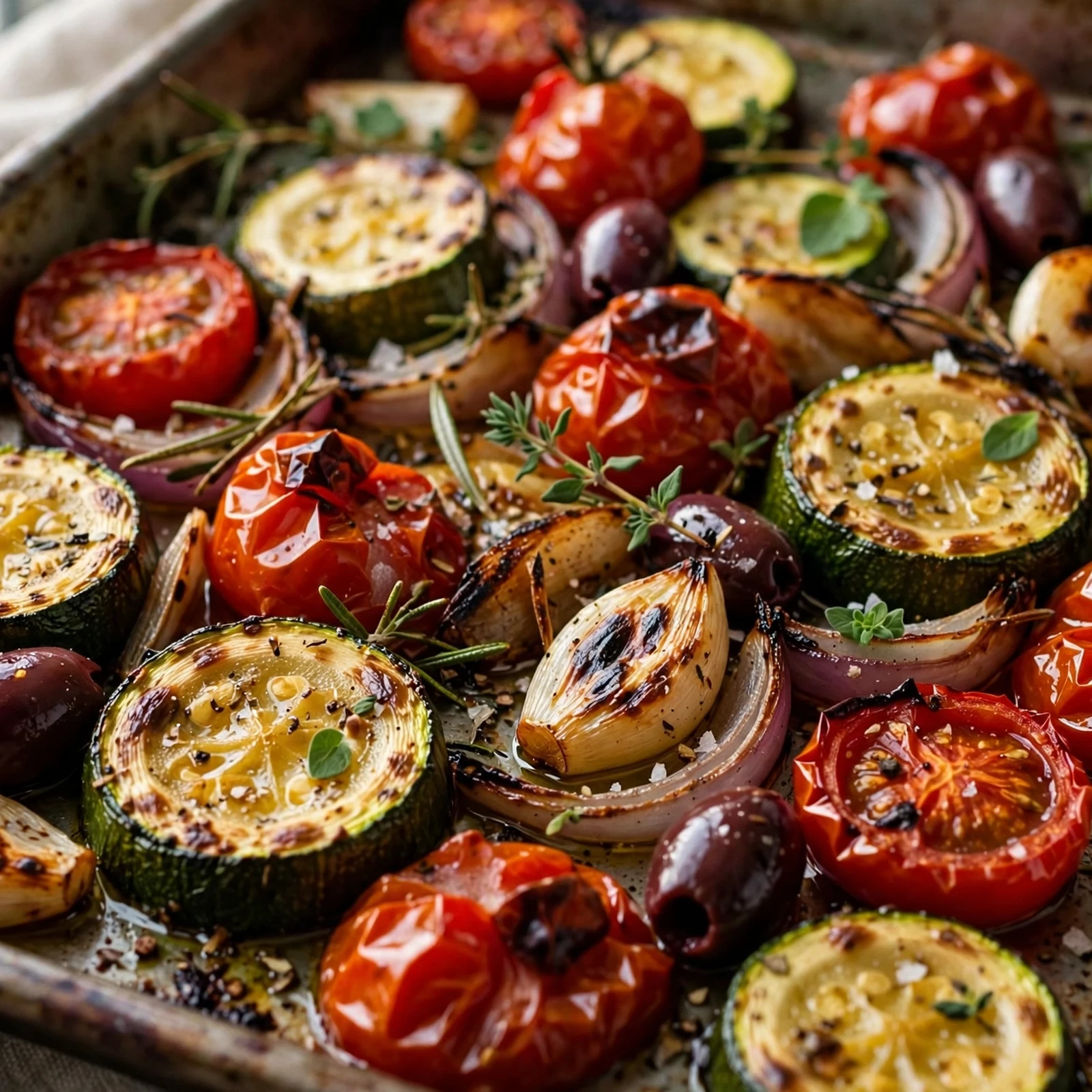 12 Anti-Inflammatory Zucchini And Summer Squash Recipes: 10. Zucchini & Tomato Mediterranean Sheet Pan Dinner