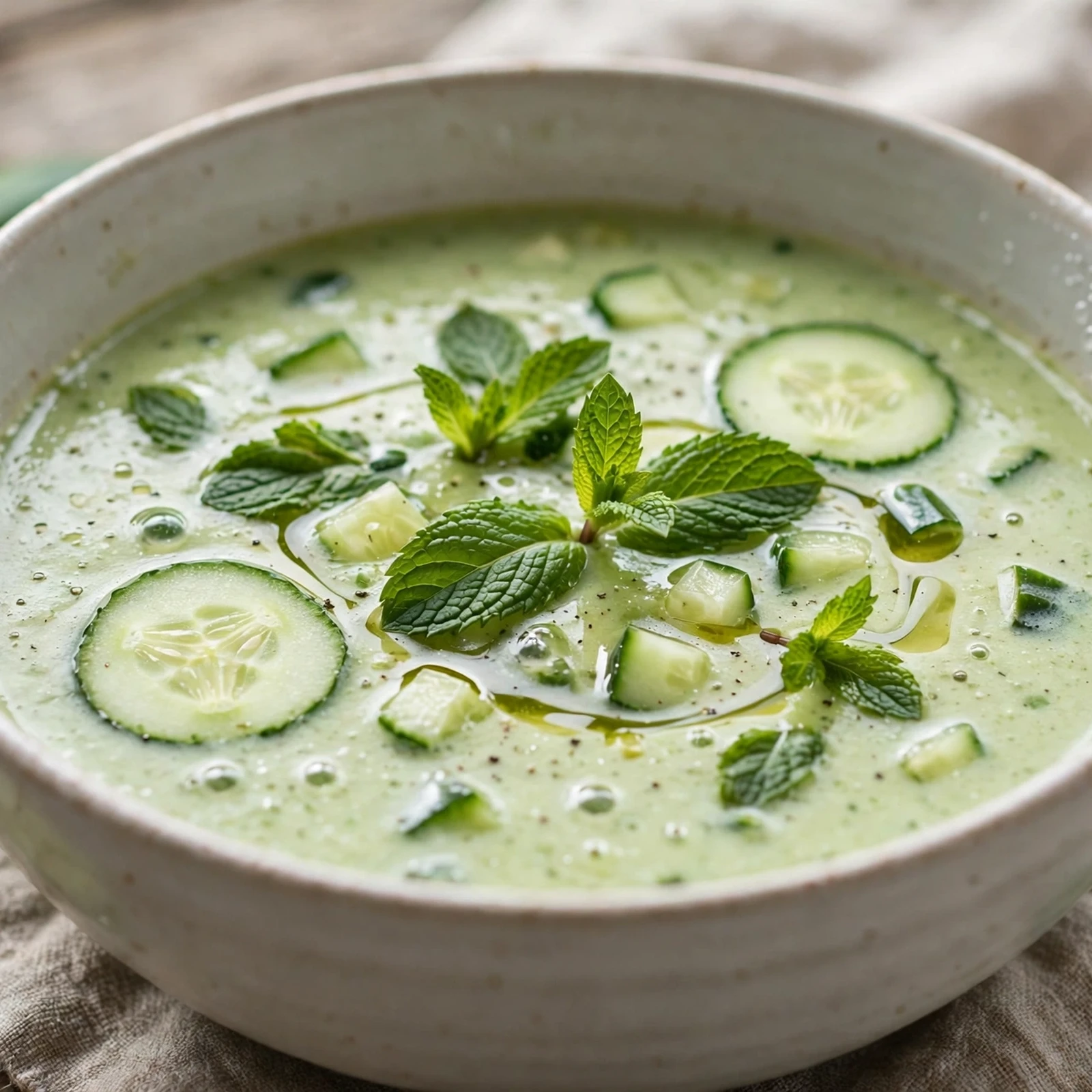 10 Anti-Inflammatory Cucumber And Mint Recipes for Summer: 6. Chilled Cucumber Mint Summer Soup