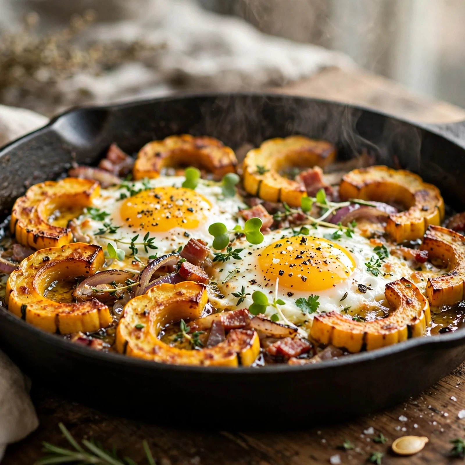 15 Anti-Inflammatory Fall Breakfasts with Oats Squash And Spice: 12. Delicata Squash Breakfast Skillet