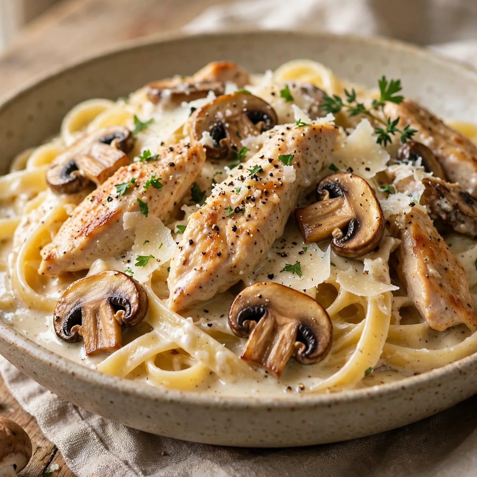 15 Creamy 21 Day Fix Chicken Alfredo Recipes That Feel Like Cheating: 12. Mushroom Chicken Alfredo