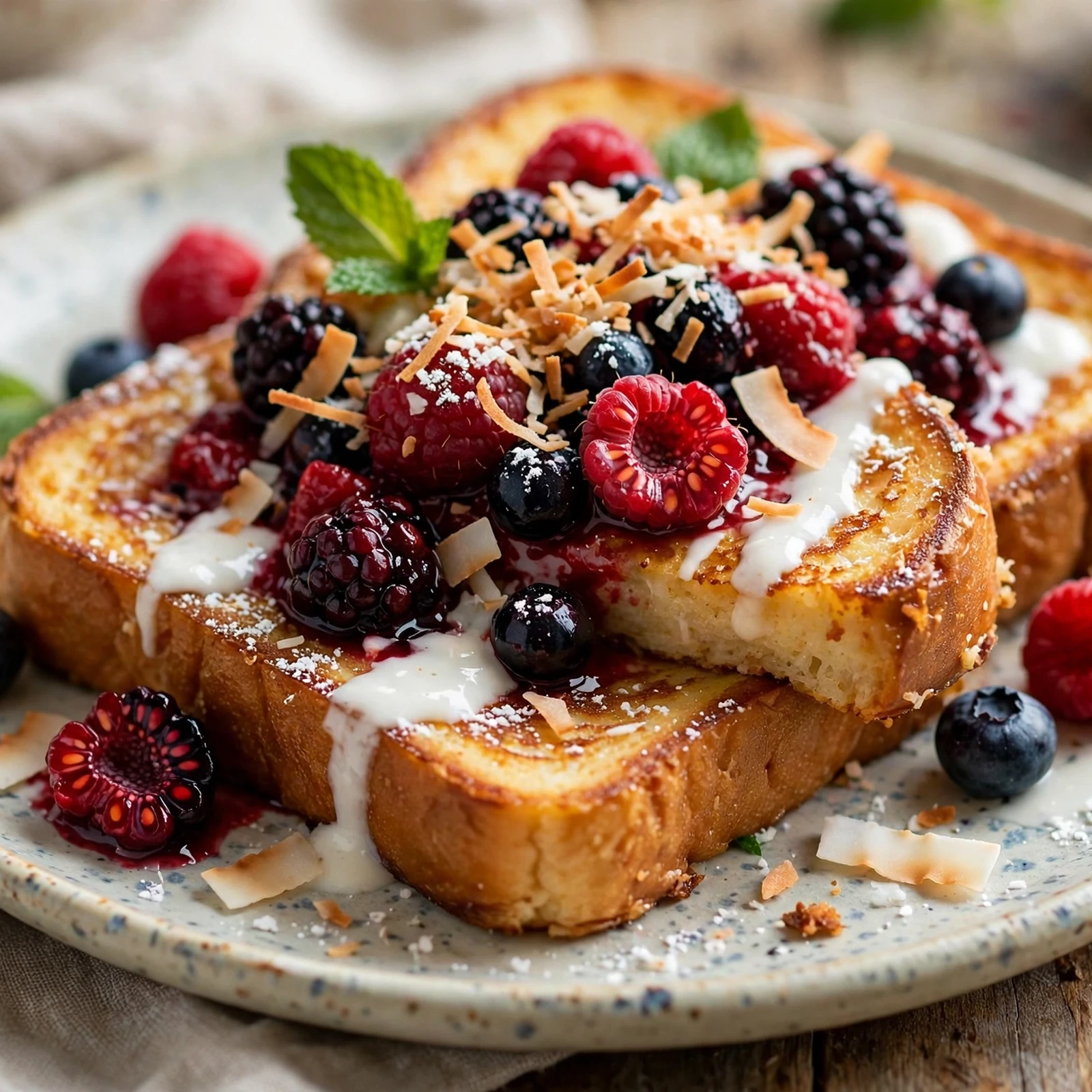 15 Indulgent 21 Day Fix French Toast Recipes That Won’t Break Your Plan: 12. Coconut Berry French Toast