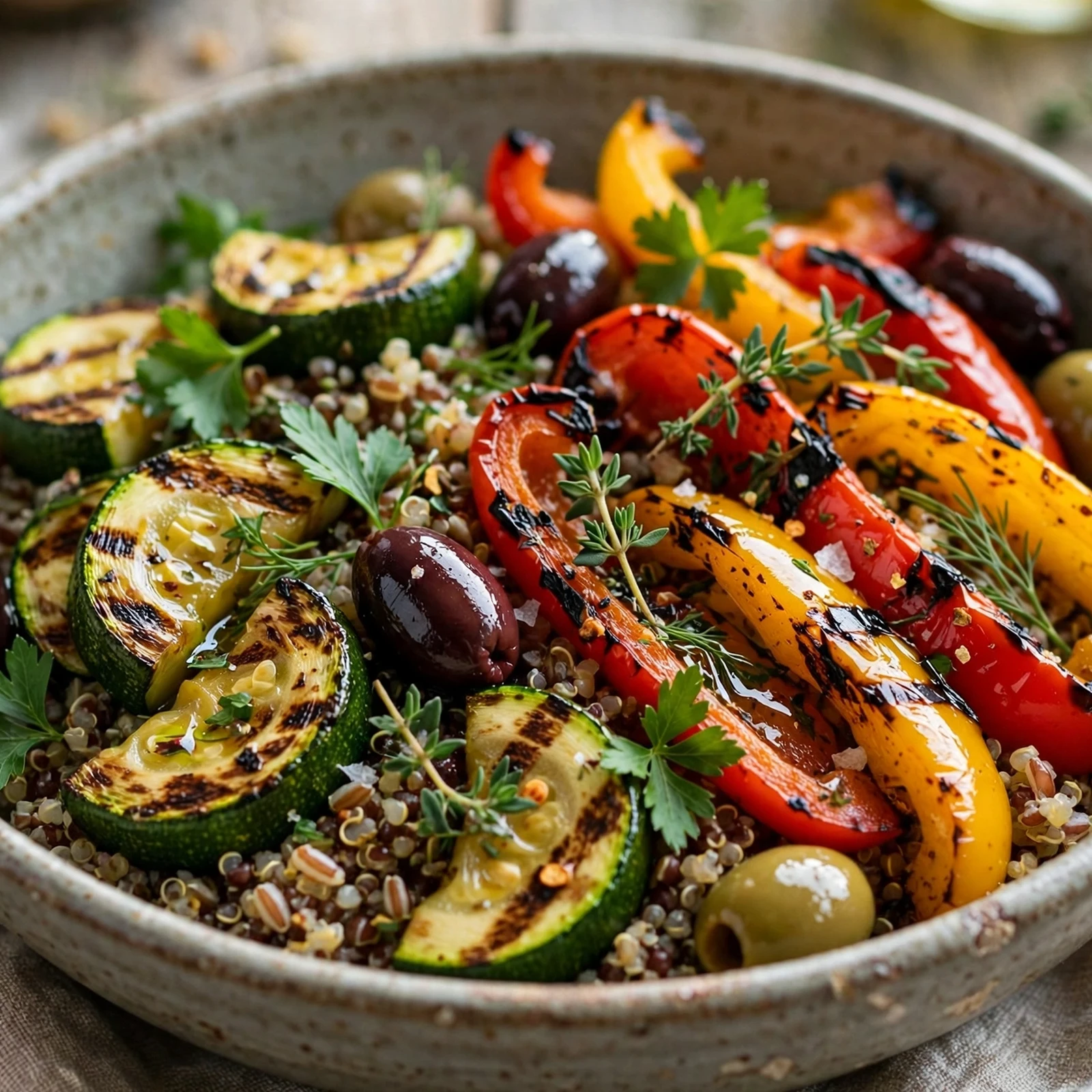 12 Anti-Inflammatory Zucchini And Summer Squash Recipes: 12. Mediterranean Grilled Vegetable Bowl