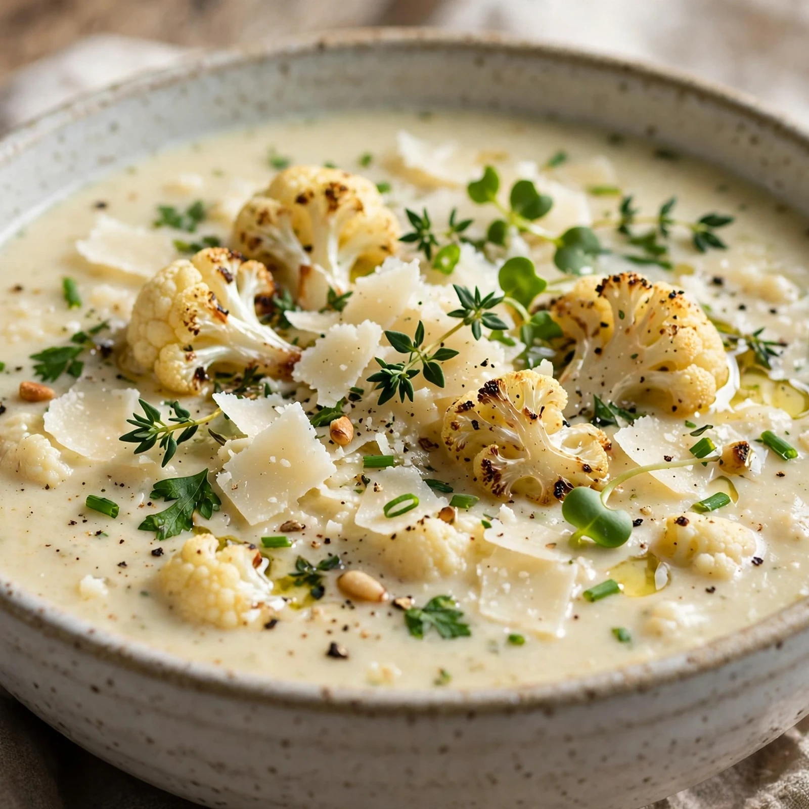 15 Creamy 21 Day Fix Cauliflower Soup Recipes You’ll Make on Repeat: 12. Parmesan Herb Cauliflower Soup