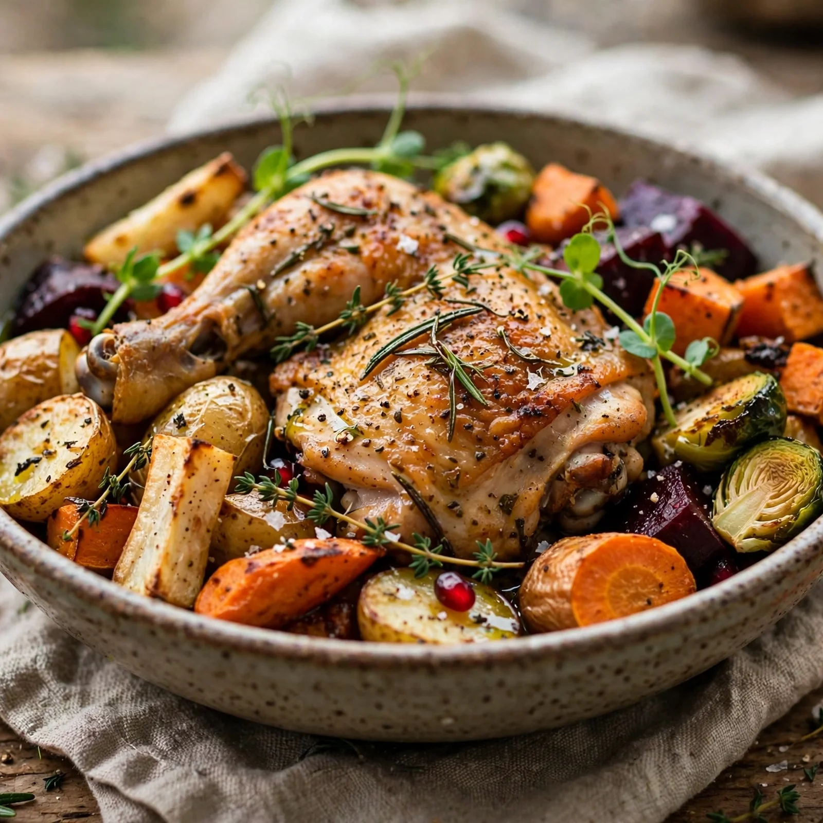 20 Fall Anti-Inflammatory Harvest Bowls with Root Vegetables: 13. Rosemary Chicken & Root Vegetable Harvest Bowl