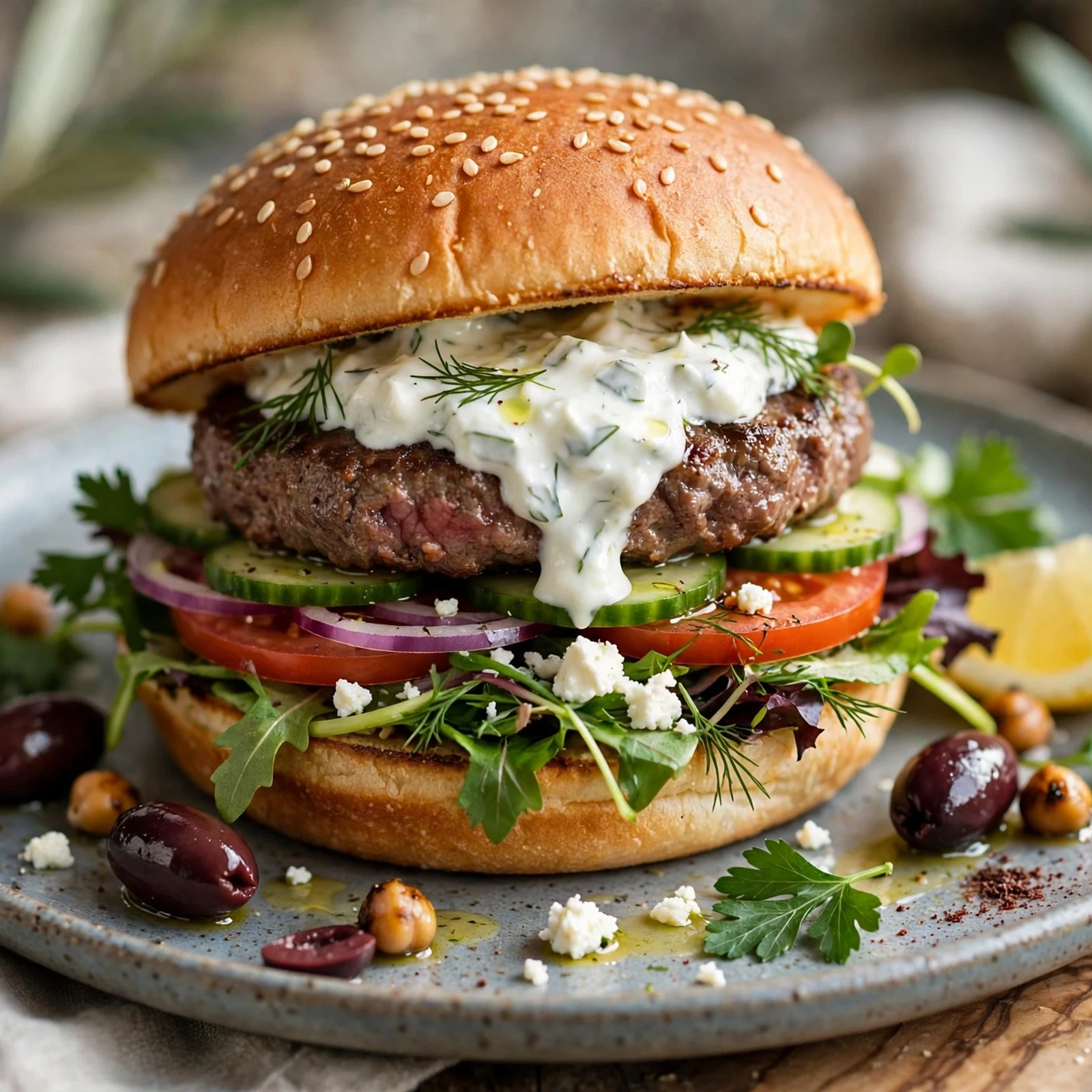 15 Juicy 21 Day Fix Burger Recipes for Your Next Cookout: 13. Mediterranean Burger