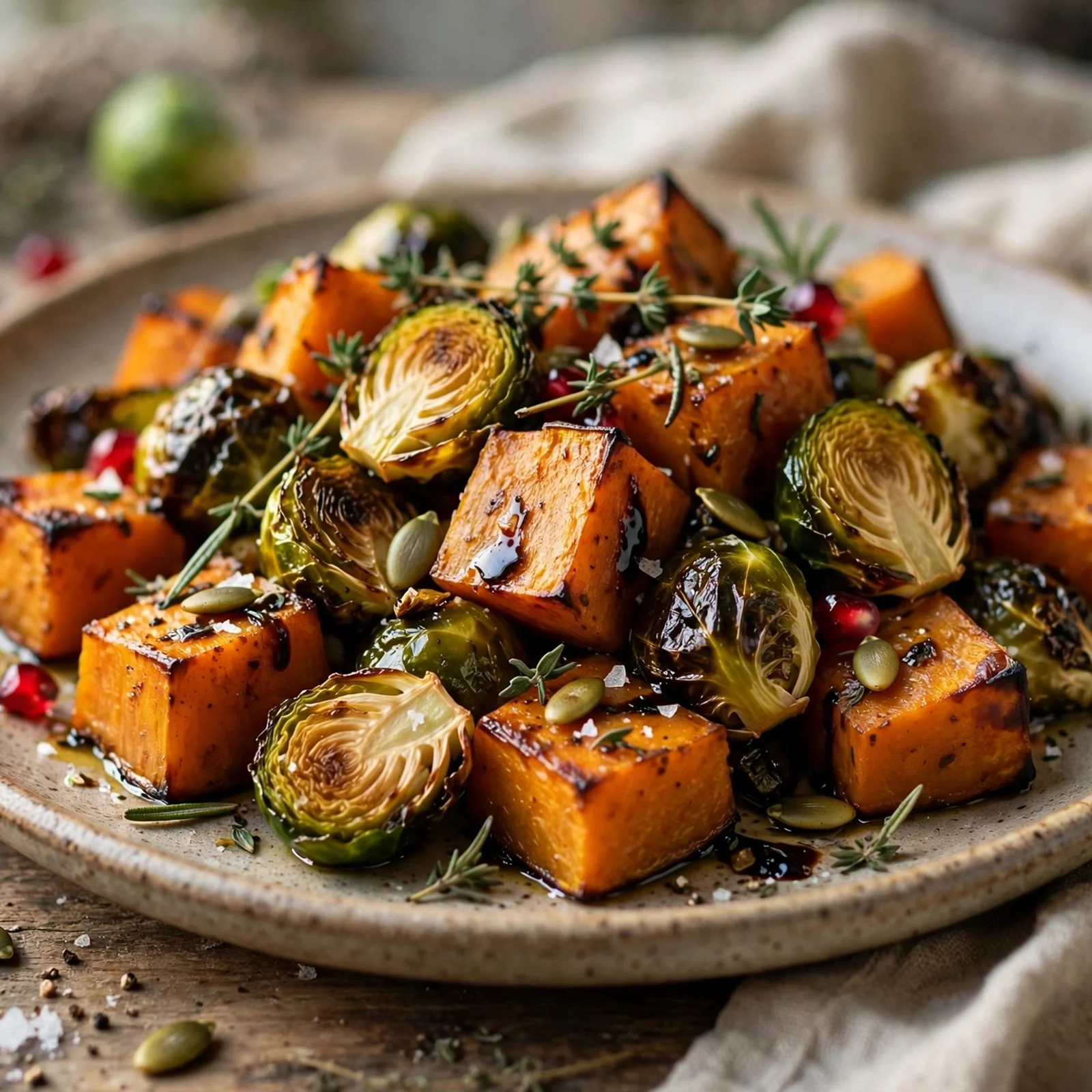 15 Anti-Inflammatory Pumpkin Recipes for the Fall Season: 14. Roasted Pumpkin & Brussels Sprouts