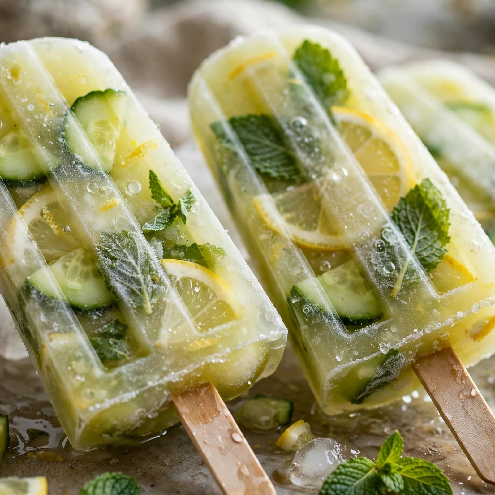 10 Anti-Inflammatory Cucumber And Mint Recipes for Summer: 9. Cucumber Mint Lemon Ice Pops