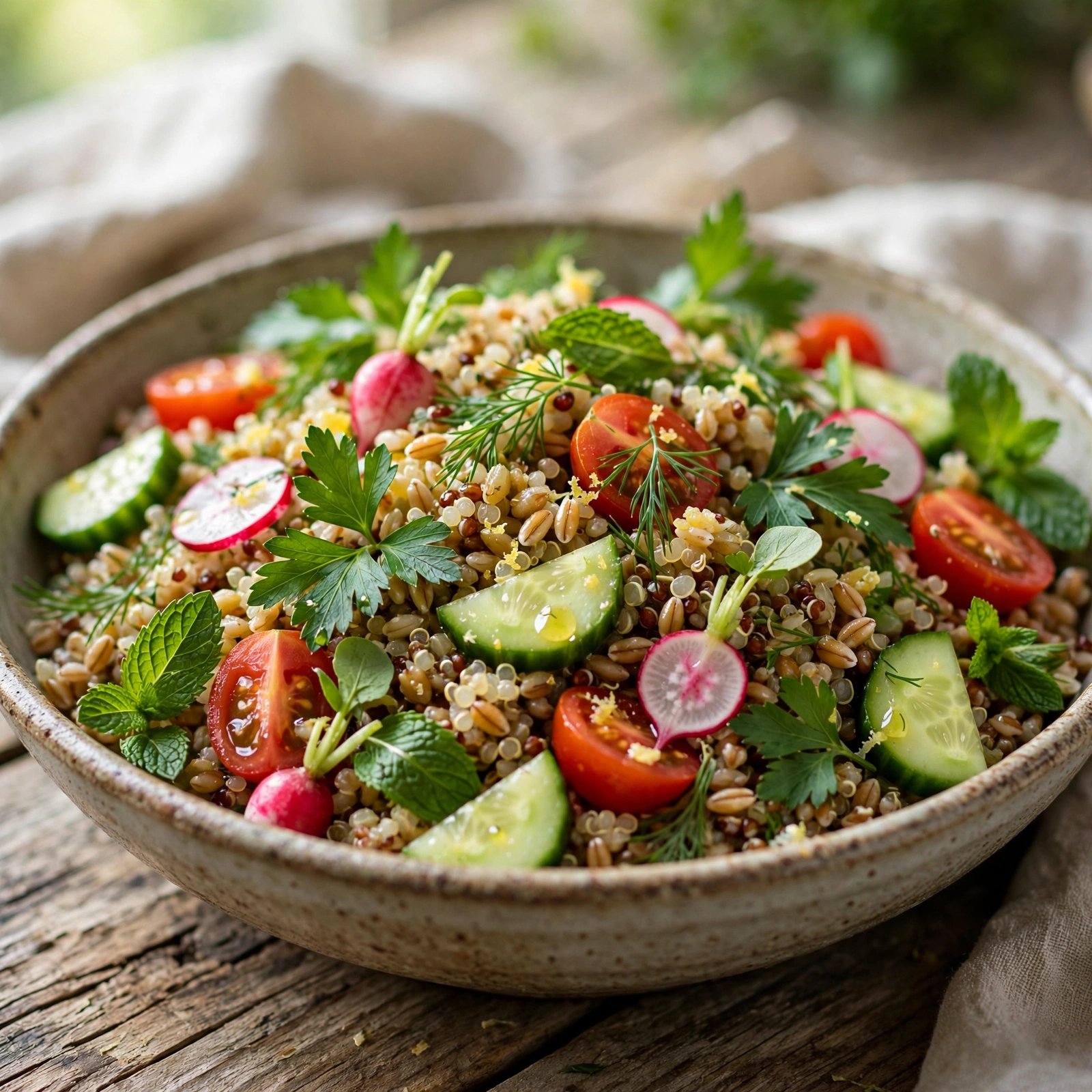 15 Anti-Inflammatory Grain Salads for Summer Days: 15. Garden Herb Mixed Grain Salad