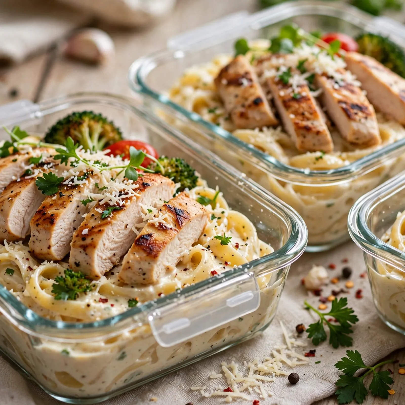 15 Creamy 21 Day Fix Chicken Alfredo Recipes That Feel Like Cheating: 15. Meal Prep Chicken Alfredo Bowls