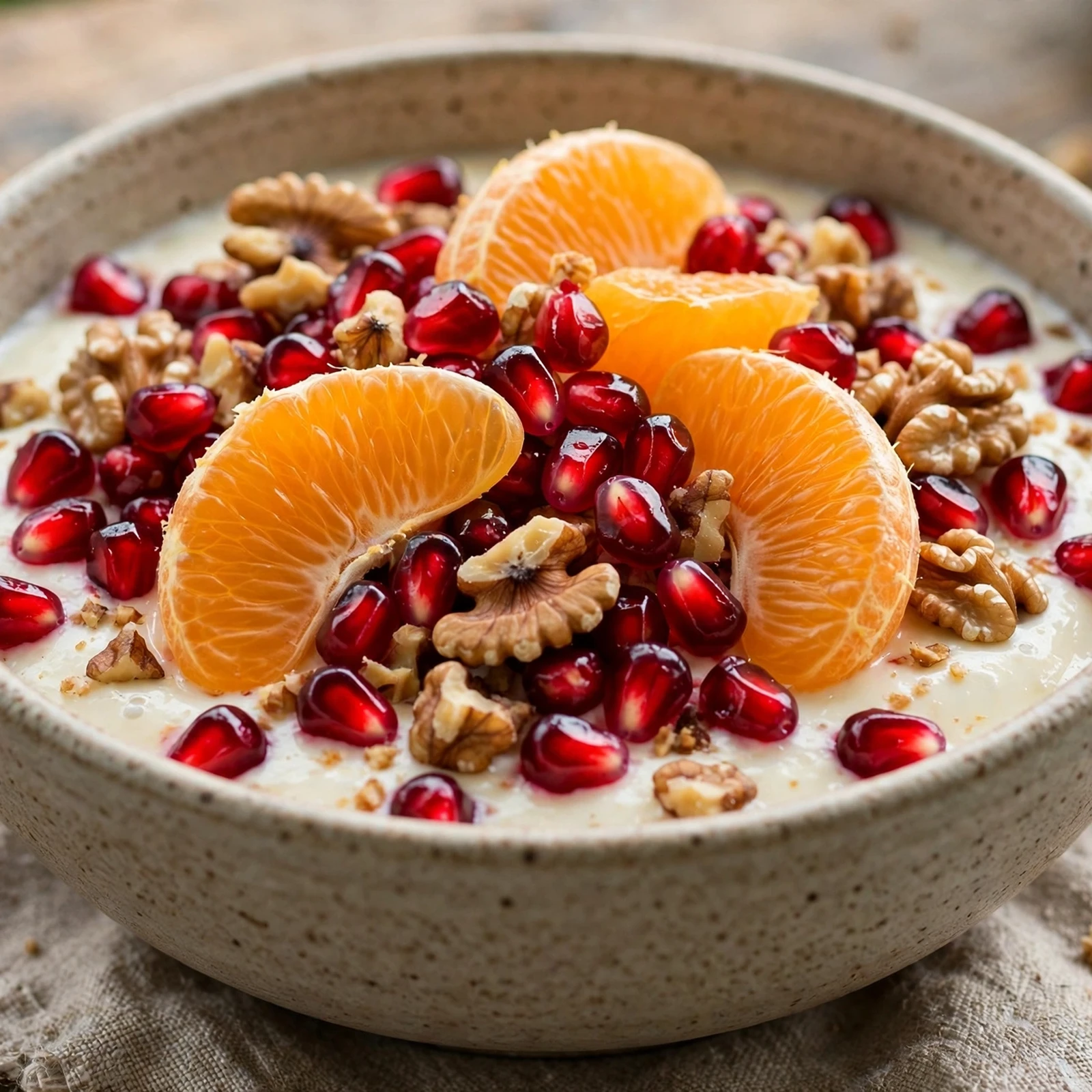 15 Anti-Inflammatory Fruit Salads and Desserts for Summer Parties: 15. Pomegranate Orange Walnut Dessert Bowl