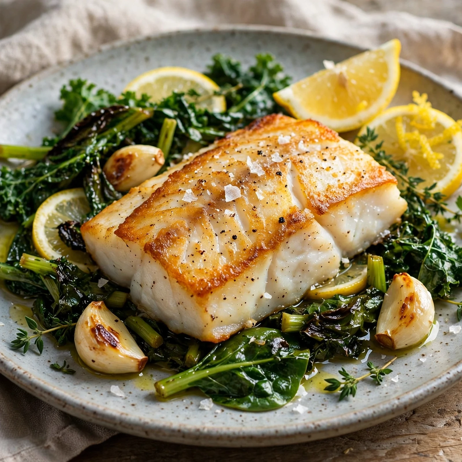 20 Light Summer Anti-Inflammatory Dinners Recipes for Warm Evenings: 17. Lemon Garlic Cod with Greens