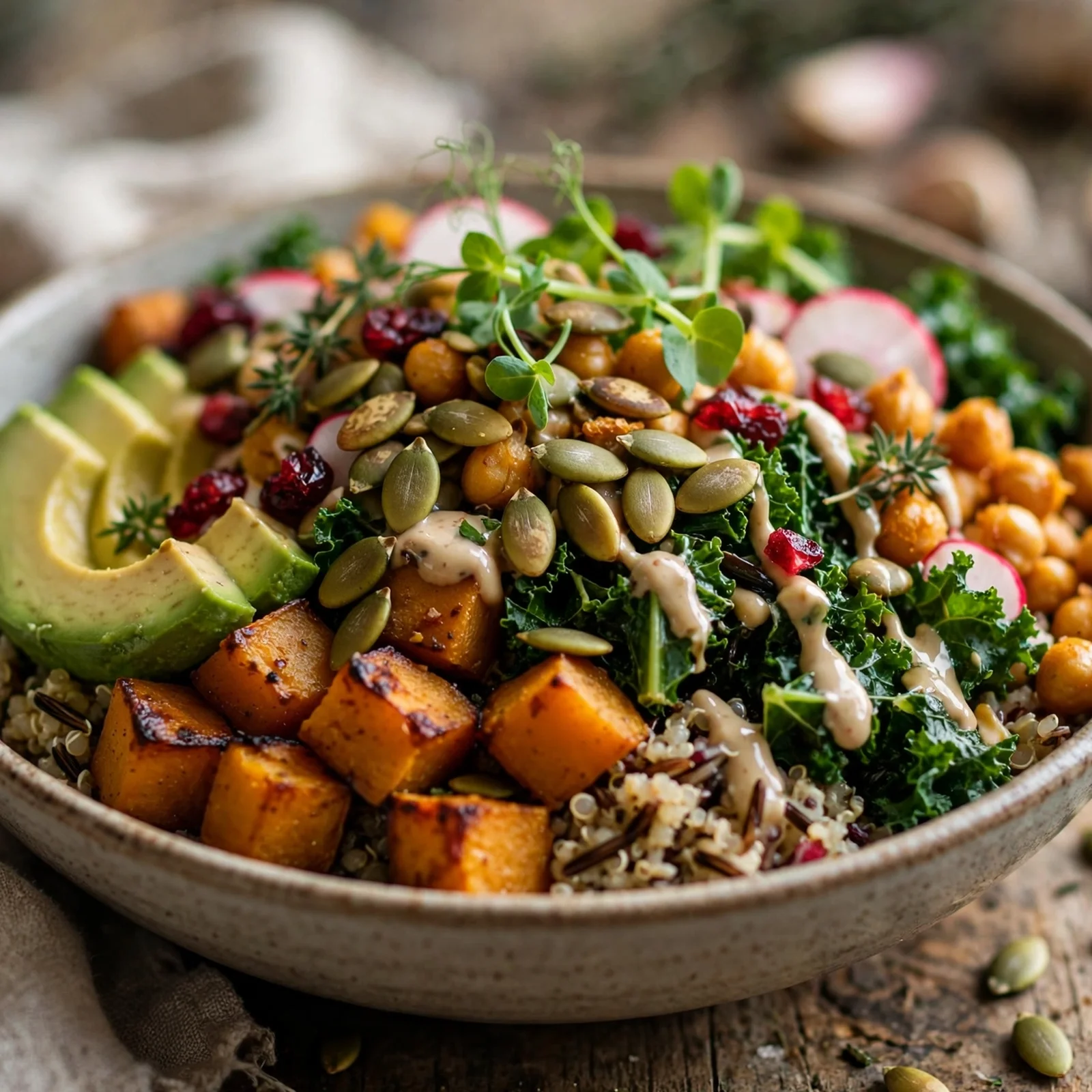 20 Fall Anti-Inflammatory Harvest Bowls with Root Vegetables: 16. Pumpkin Seed Protein Harvest Bowl