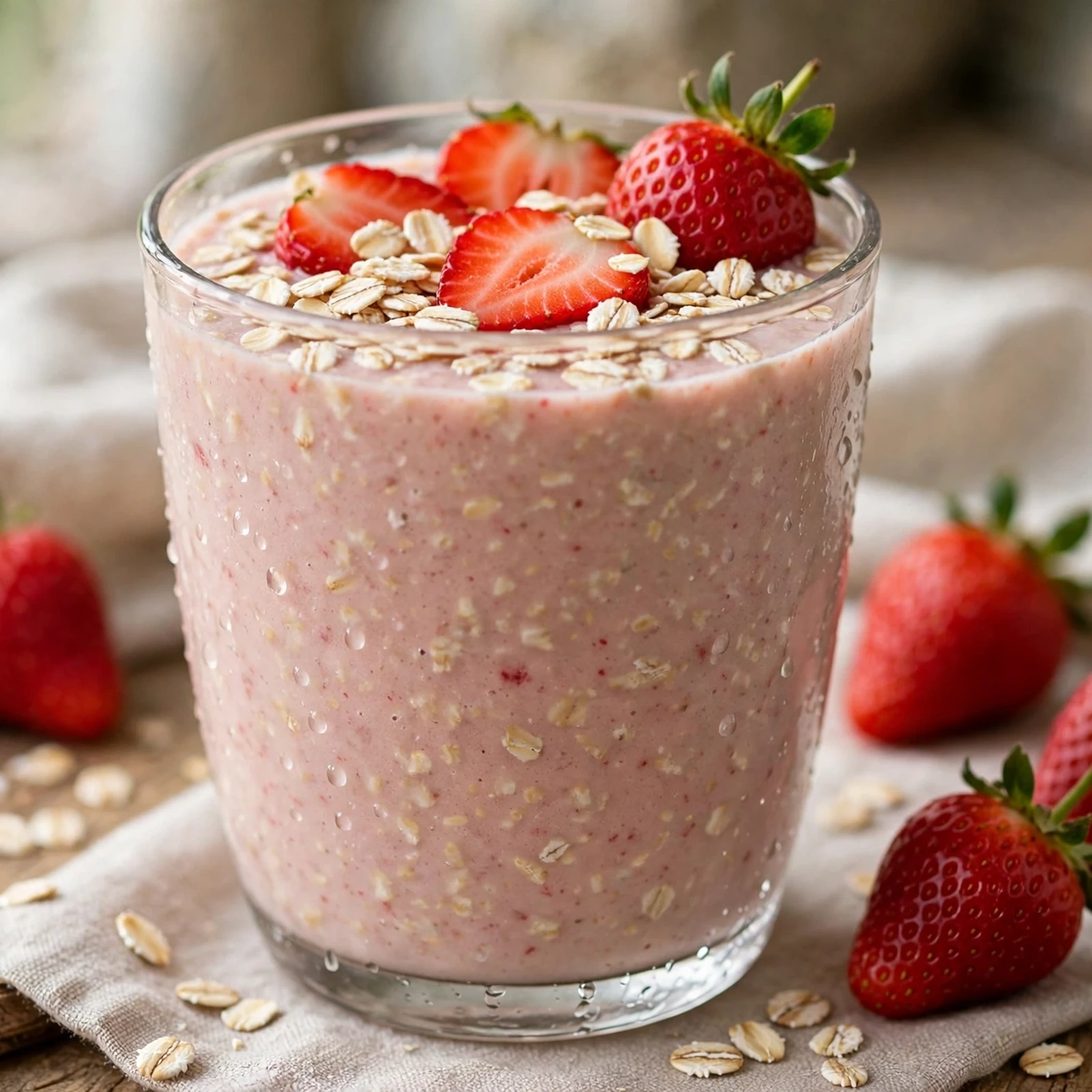 20 Hydrating Summer Anti-Inflammatory Drinks And Smoothies: 17. Strawberry Oat Smoothie