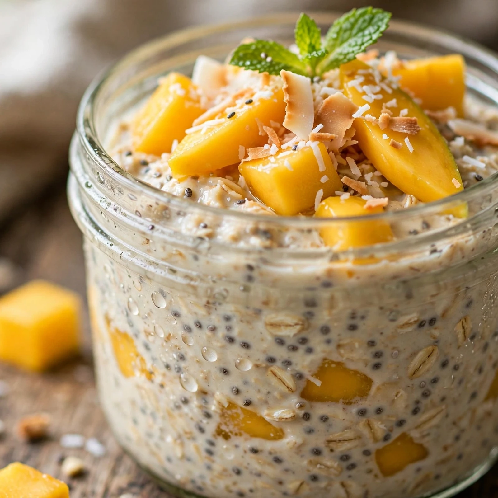 20 21 Day Fix Summer Breakfast Ideas (Quick & Light Mornings): 17. Mango Coconut Overnight Oats