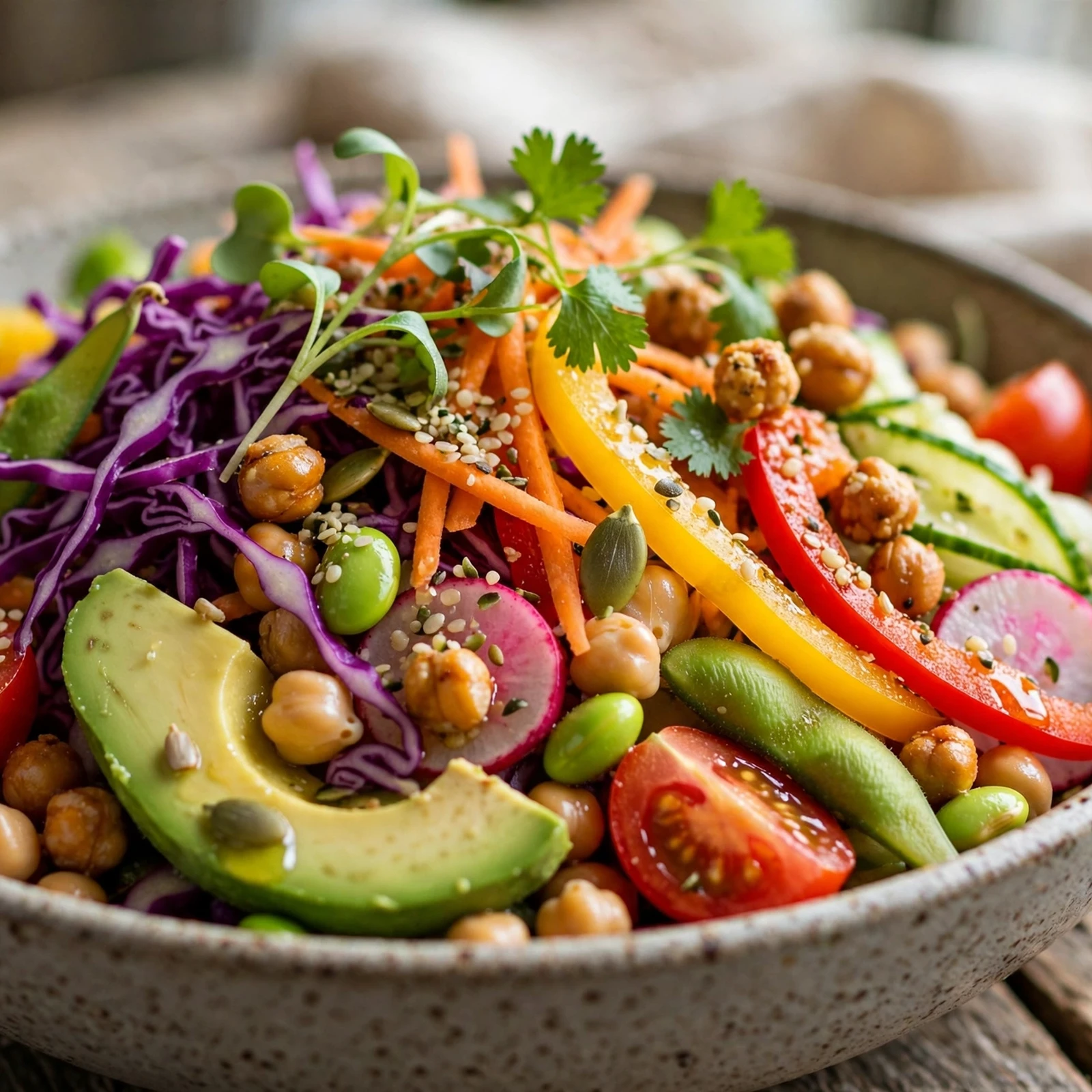 20 Healthy 21 Day Fix Salad Recipes for Summer (Cool & Container-Friendly): 18. Rainbow Veggie Protein Salad