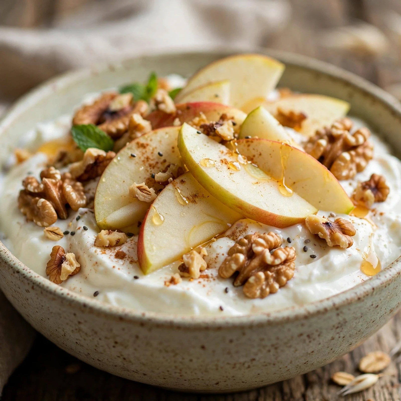 20 No-Cook Anti-Inflammatory Meals for Hot Summer Days: 19. Apple Walnut Yogurt Bowl