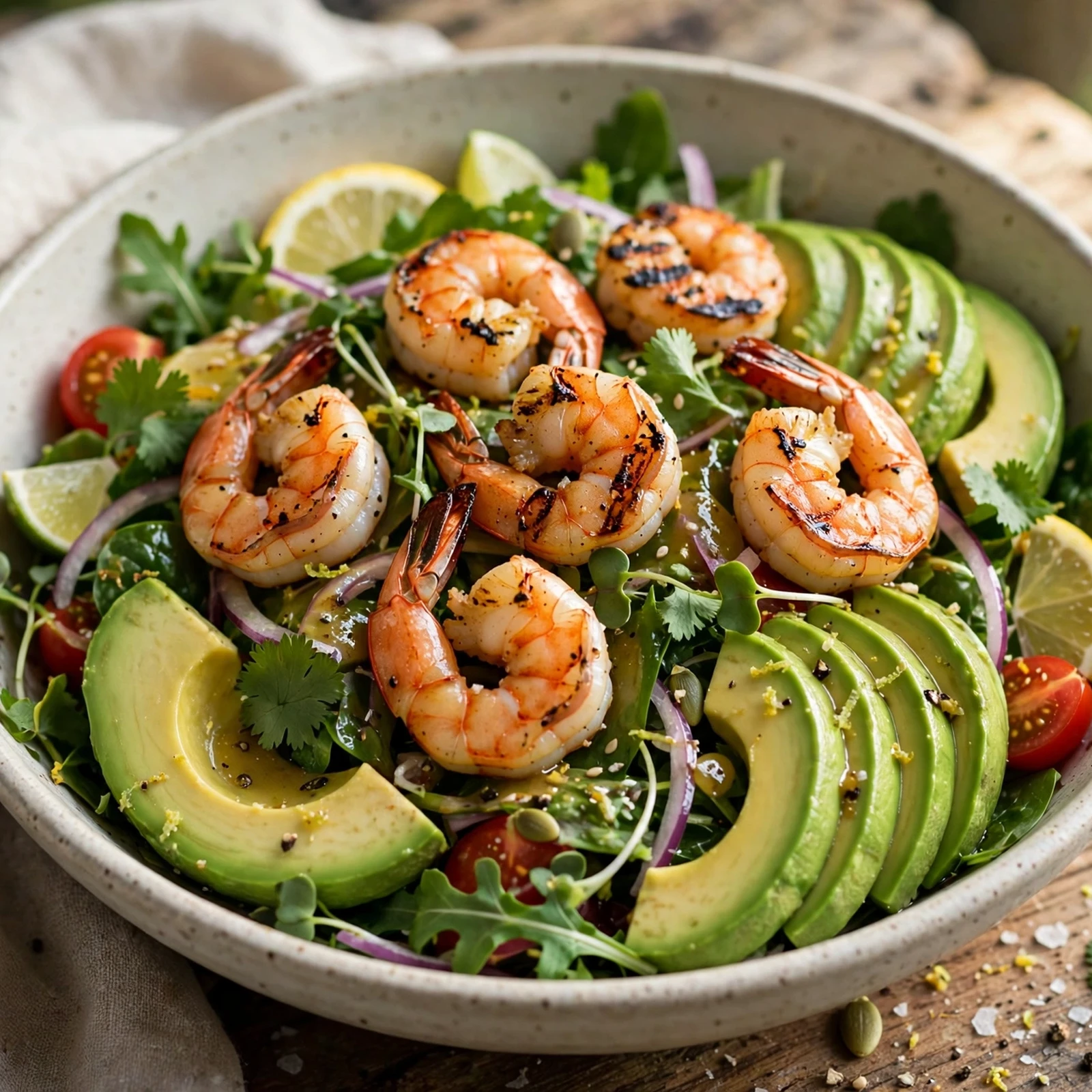 20 Light Summer Anti-Inflammatory Dinners Recipes for Warm Evenings: 19. Grilled Shrimp Avocado Salad