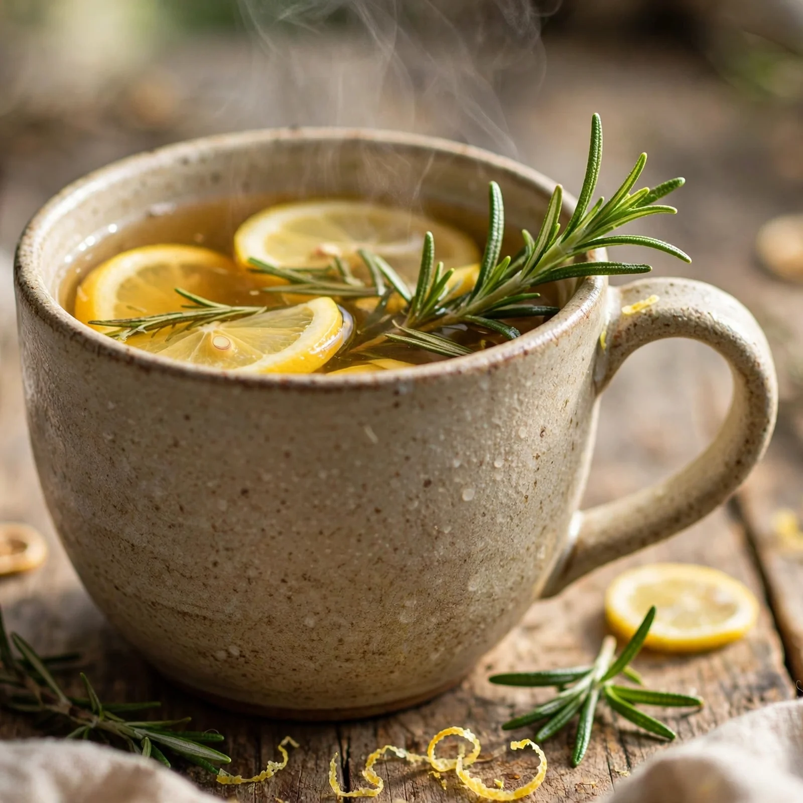 20 Warming Anti-Inflammatory Drinks And Spiced Teas for Fall: 18. Rosemary Lemon Herbal Tea